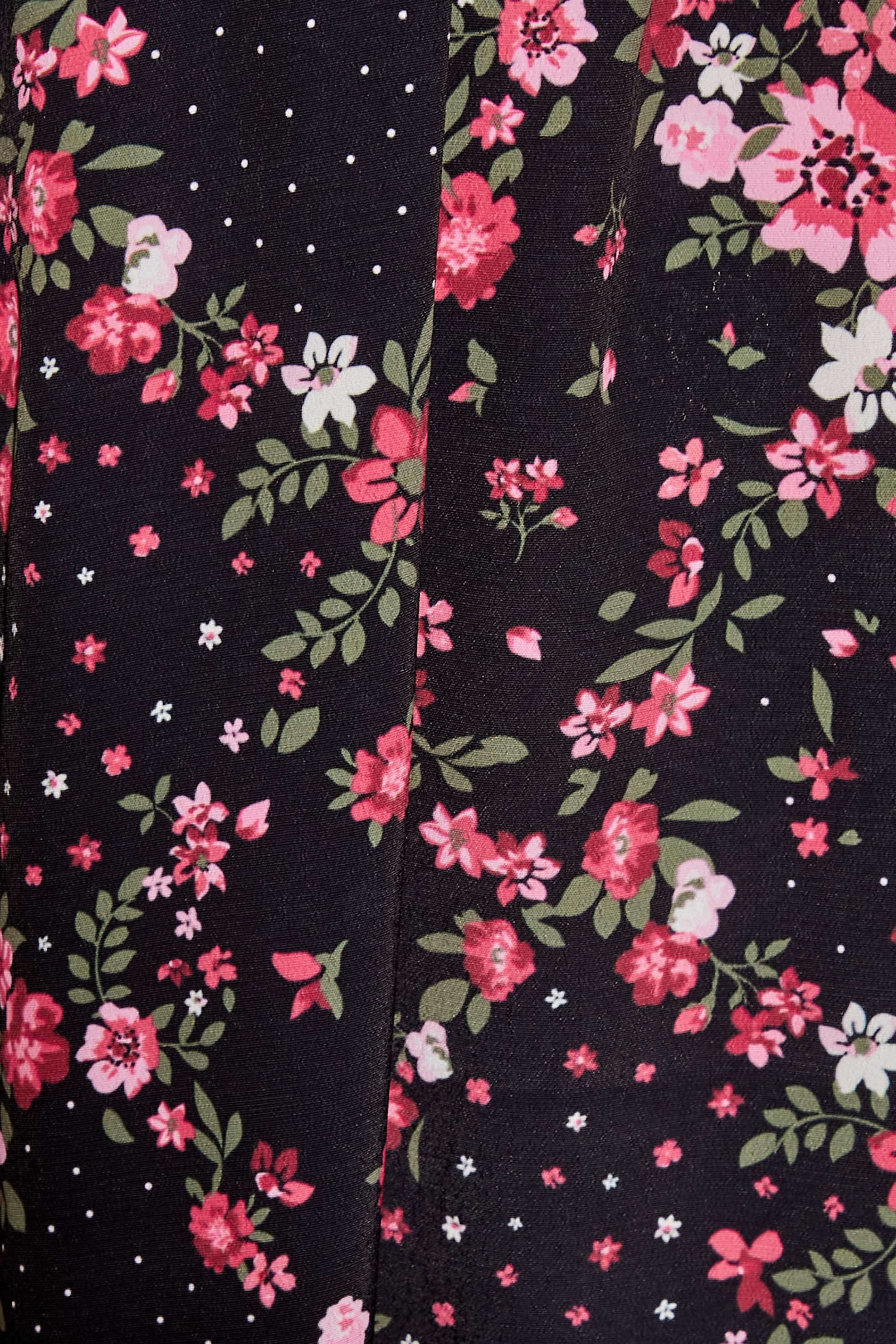 LTS Tall Women's Black Floral Patchwork Midi Wrap Dress | Long Tall Sally 1