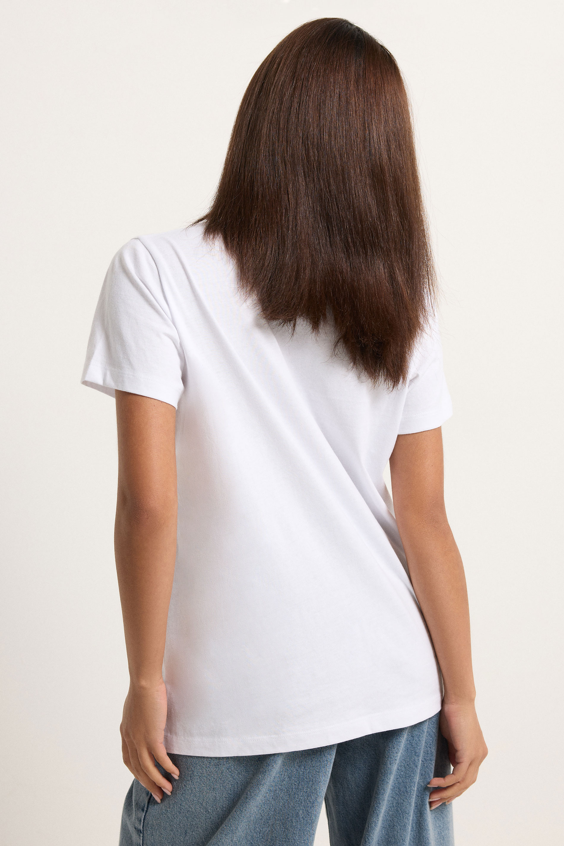 PixieGirl Petite Women's White Flower Hem Cotton T-Shirt | PixieGirl 2