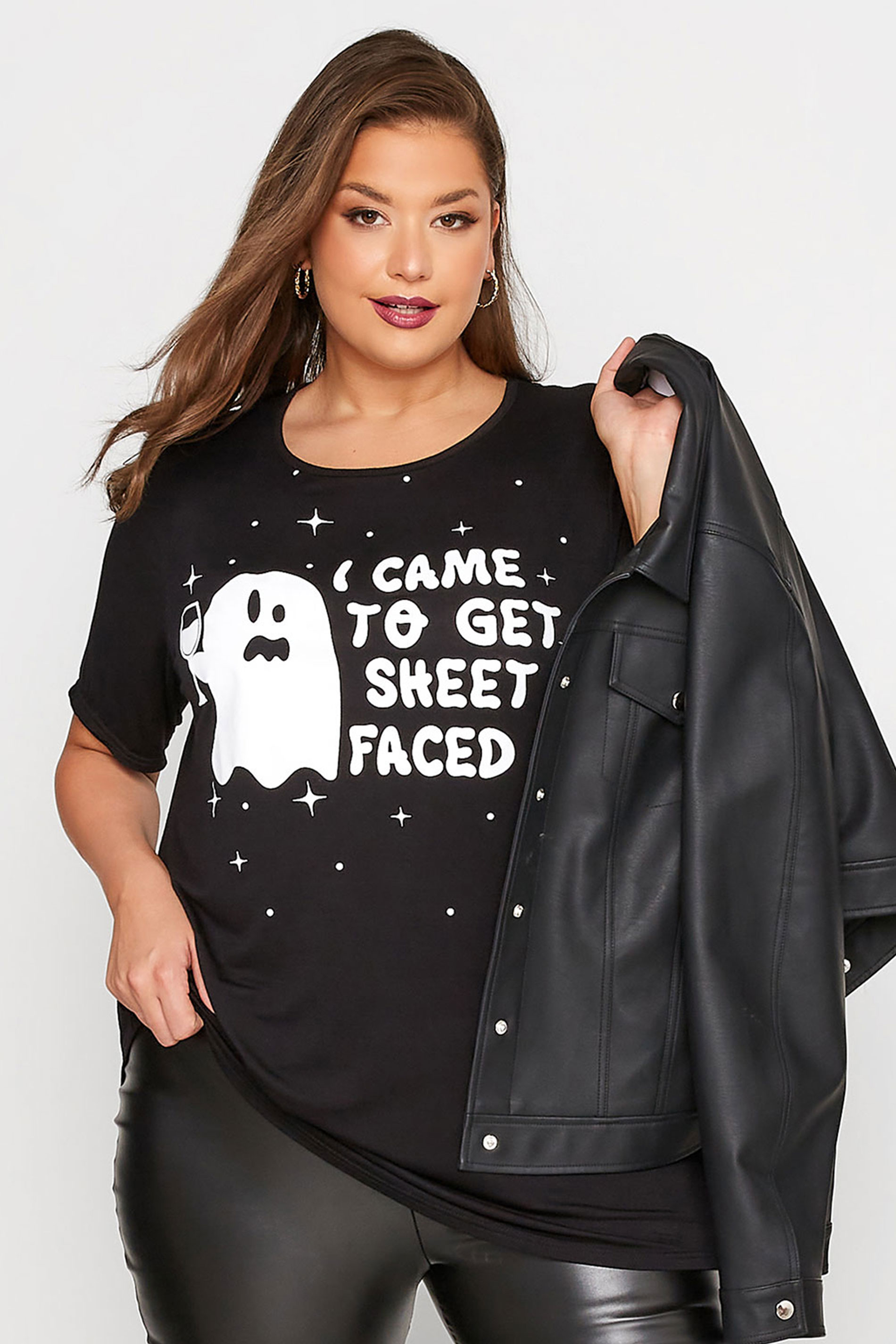 LIMITED COLLECTION Curve Black 'Sheet Faced' Halloween T-Shirt 1