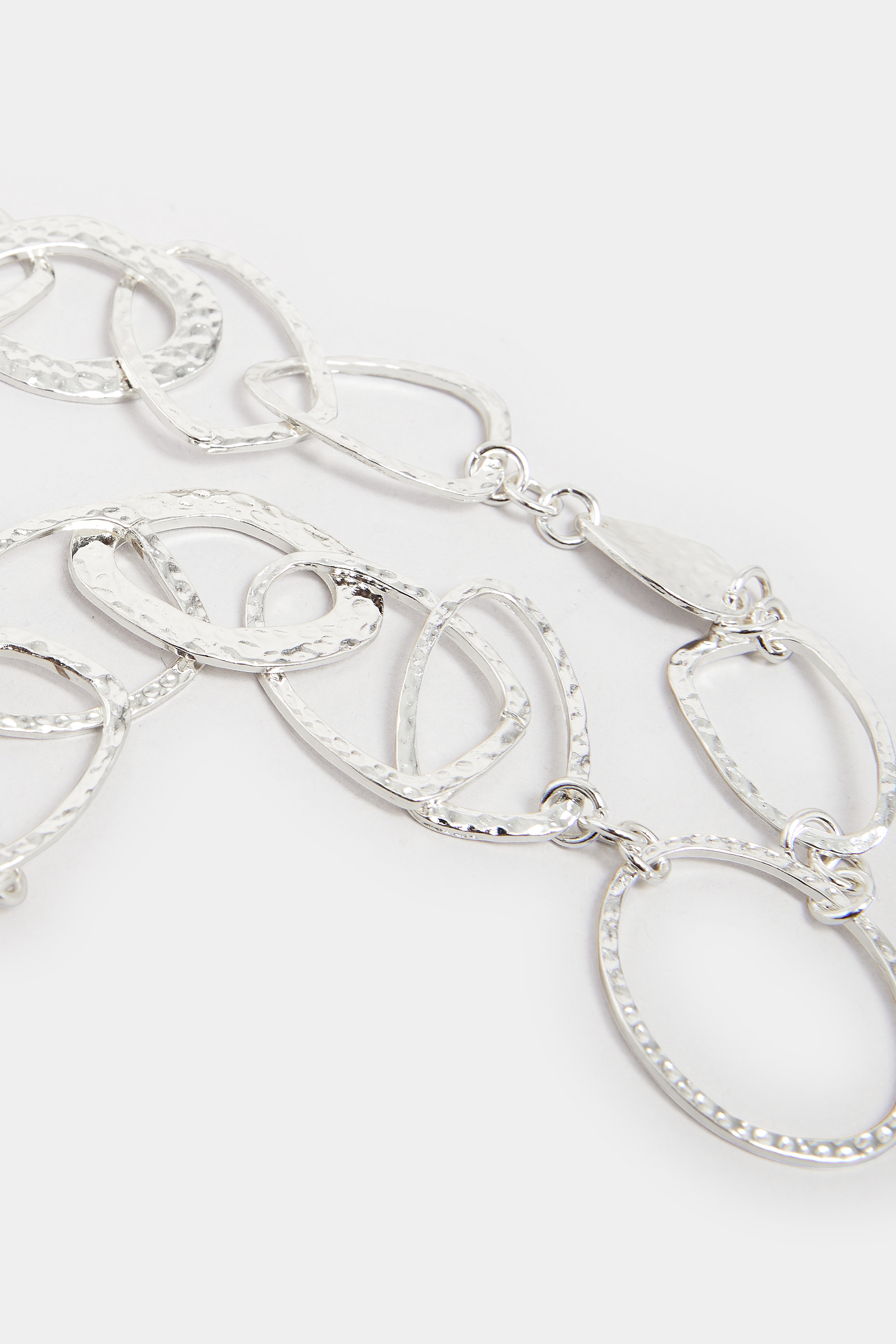 Silver Long Textured Hoop Necklace | Yours Clothing 3