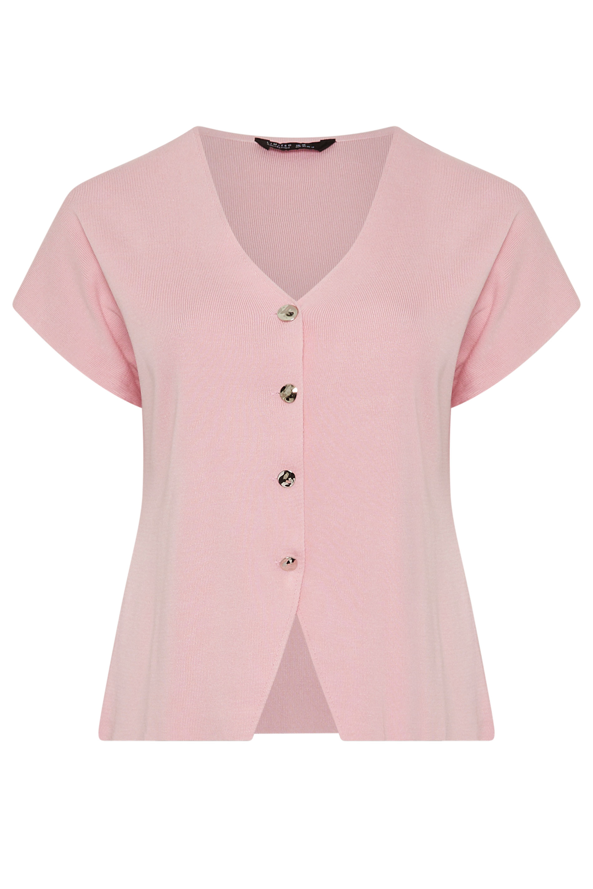 LIMITED COLLECTION Plus Size Light Pink Short Sleeve Knitted Top | Yours Clothing 5