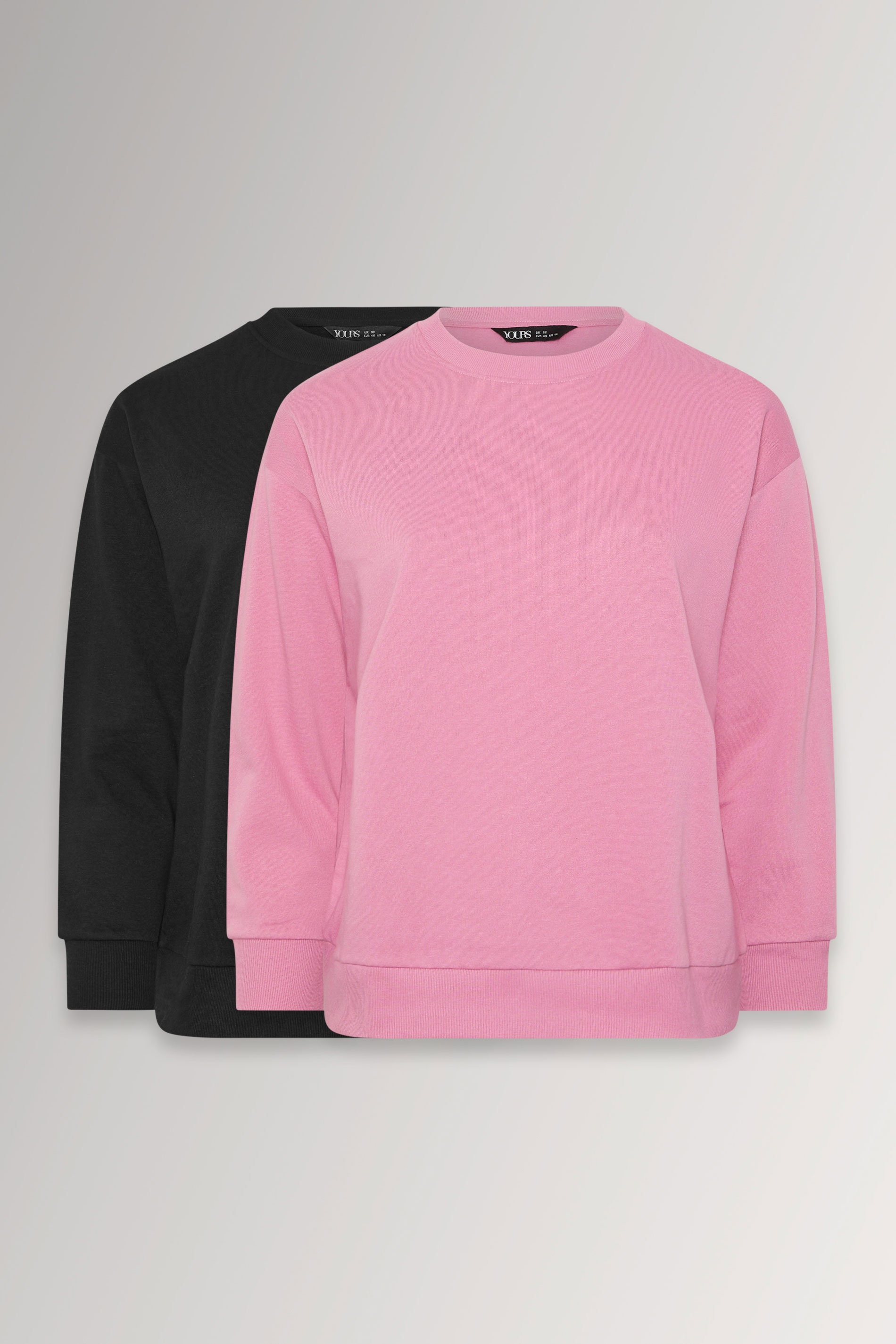 YOURSET Plus Size 2 PACK Black & Pink Sweatshirts | Yours Clothing 3