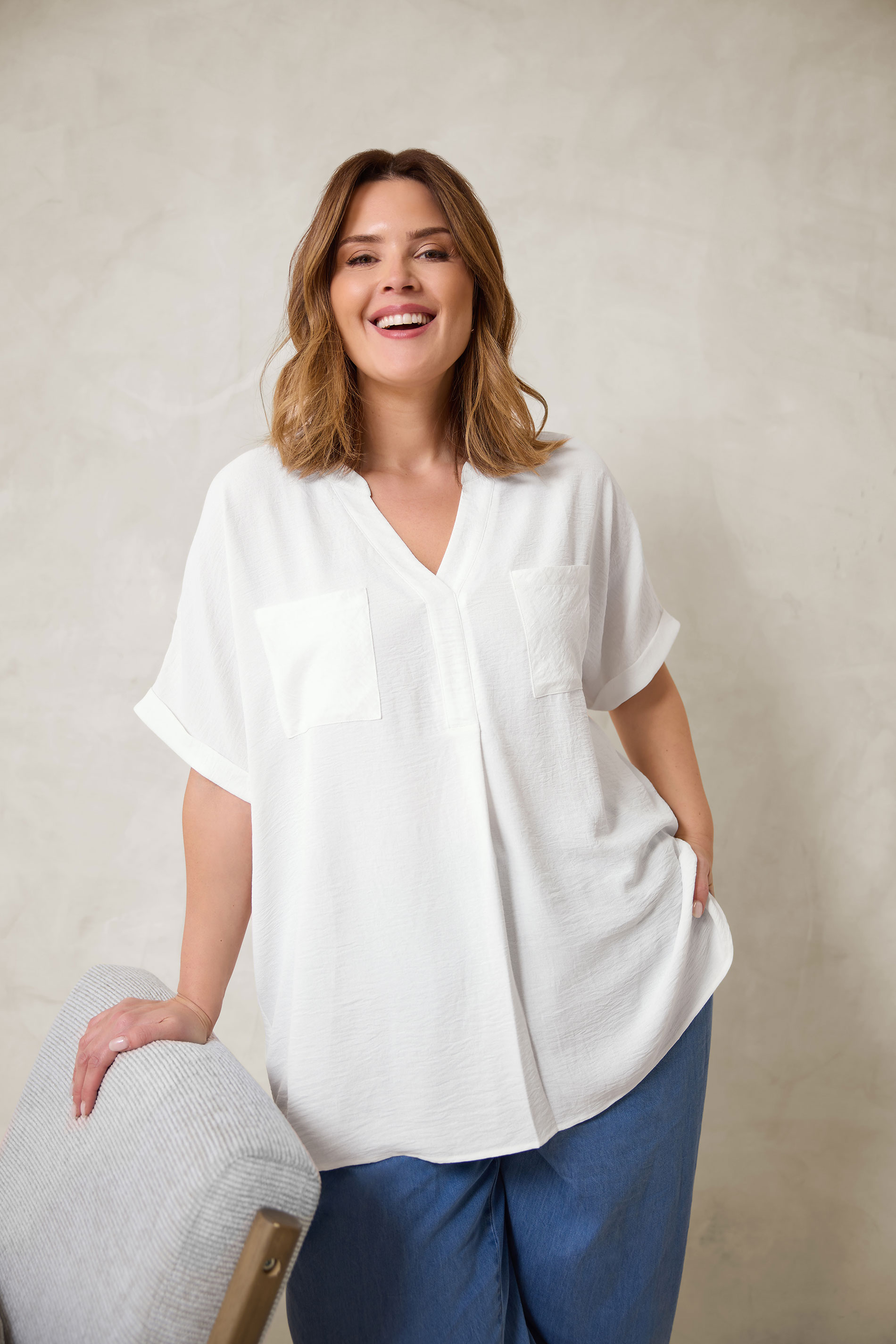 EVANS Plus Size White Short Sleeve Utility Blouse | Evans  3