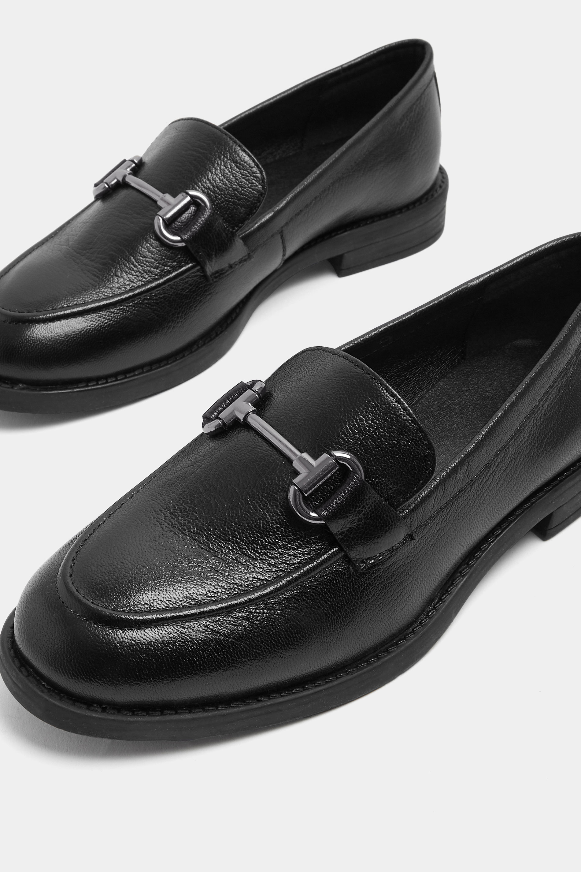 Black Metal Trim Loafers In Wide E Fit | Yours Clothing 7