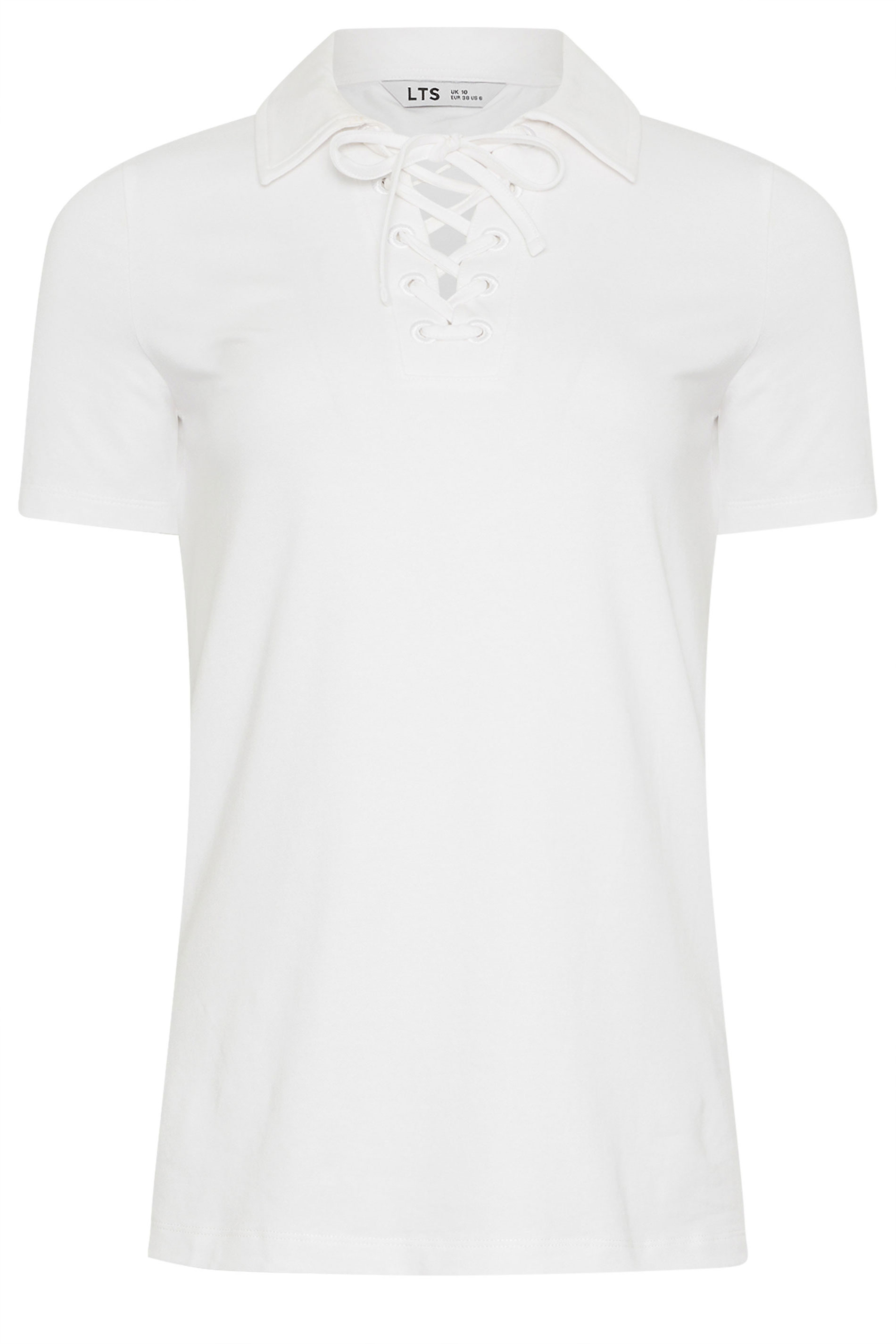 LTS Tall Women's White Lace Up Collared T-Shirt | Long Tall Sally 5
