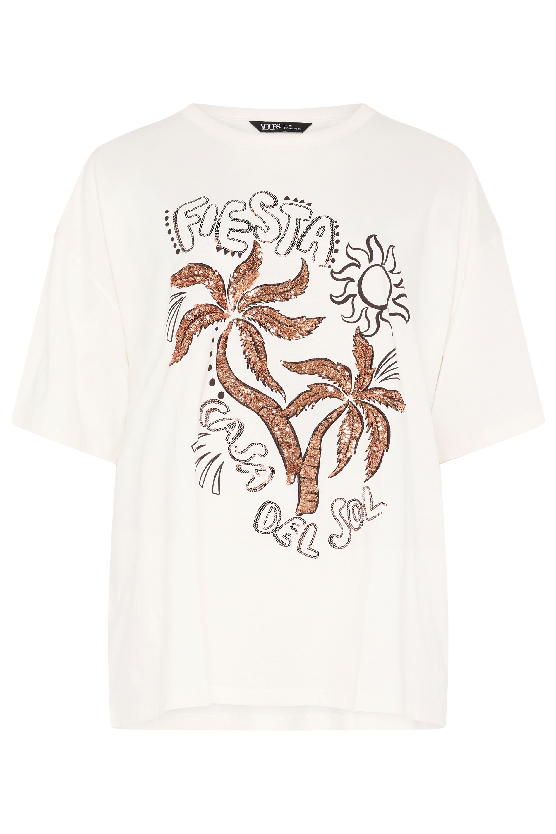 YOURS Plus Size White Embellished Oversized T-shirt | Yours Clothing 5