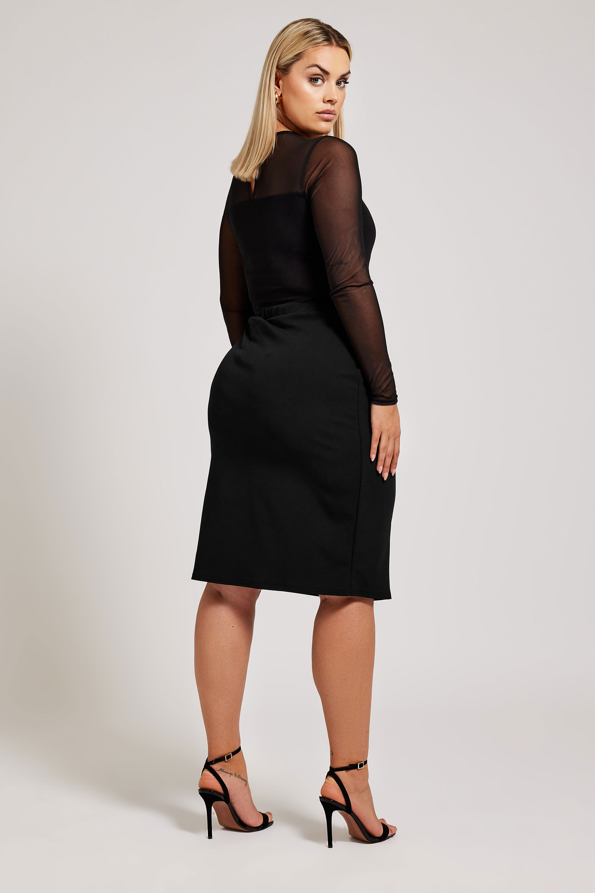 YOURS LONDON Plus Size Black Button Detail Midi Skirt | Yours Clothing 3