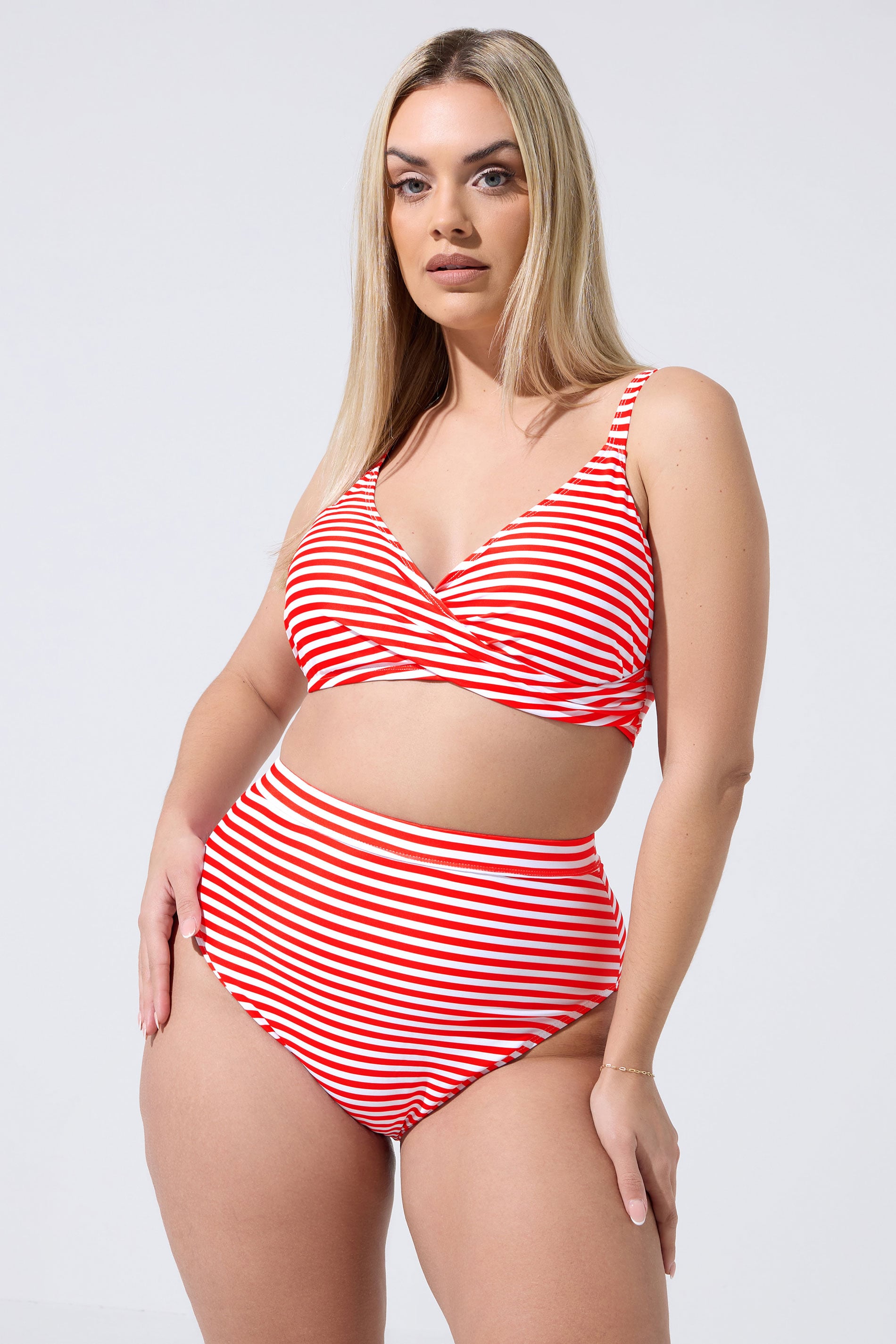 LIMITED COLLECTION Plus Size Red Stripe Bikini Briefs | Yours Clothing 3