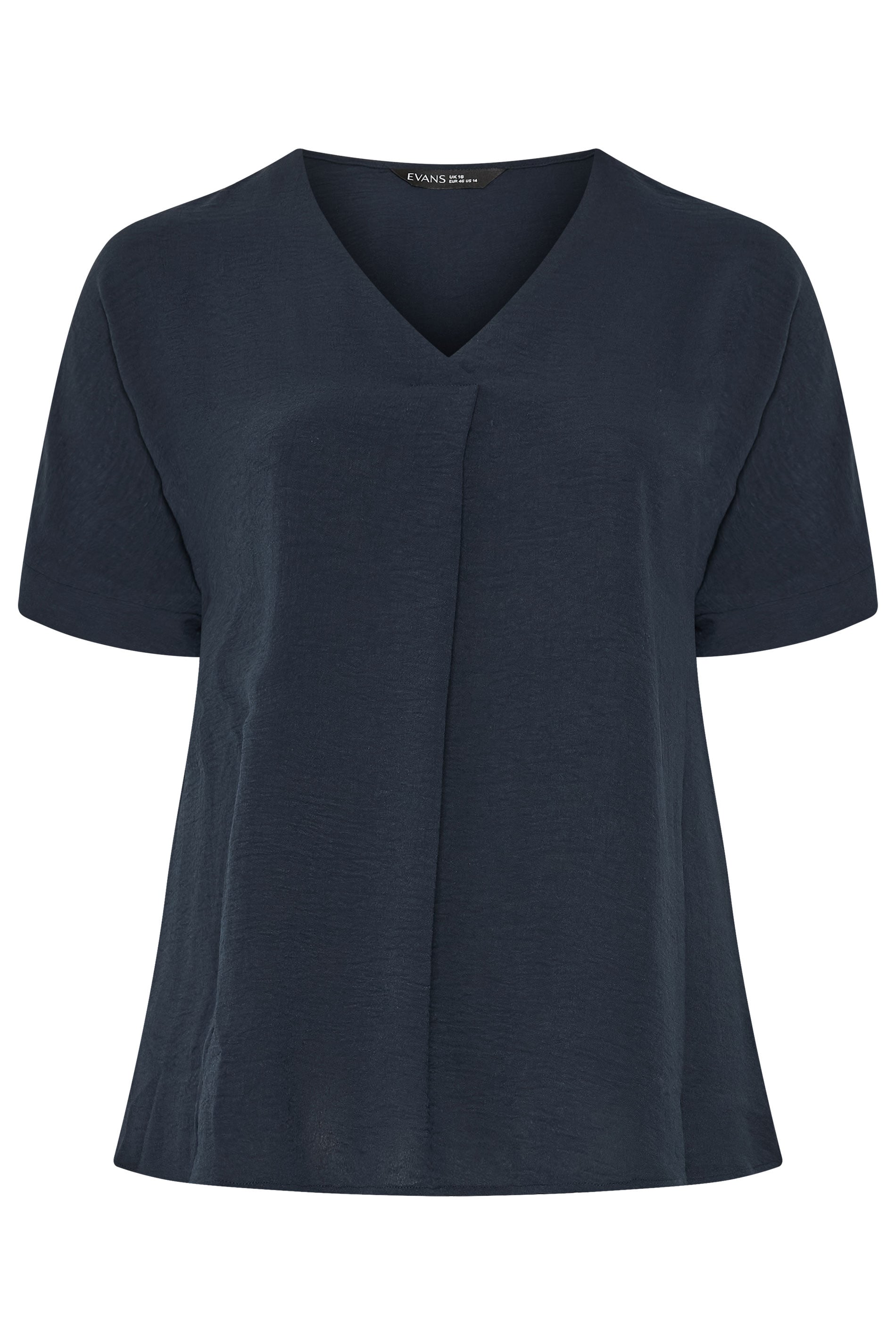 EVANS Plus Size Navy Blue Front Pleat Blouse | Evans 5