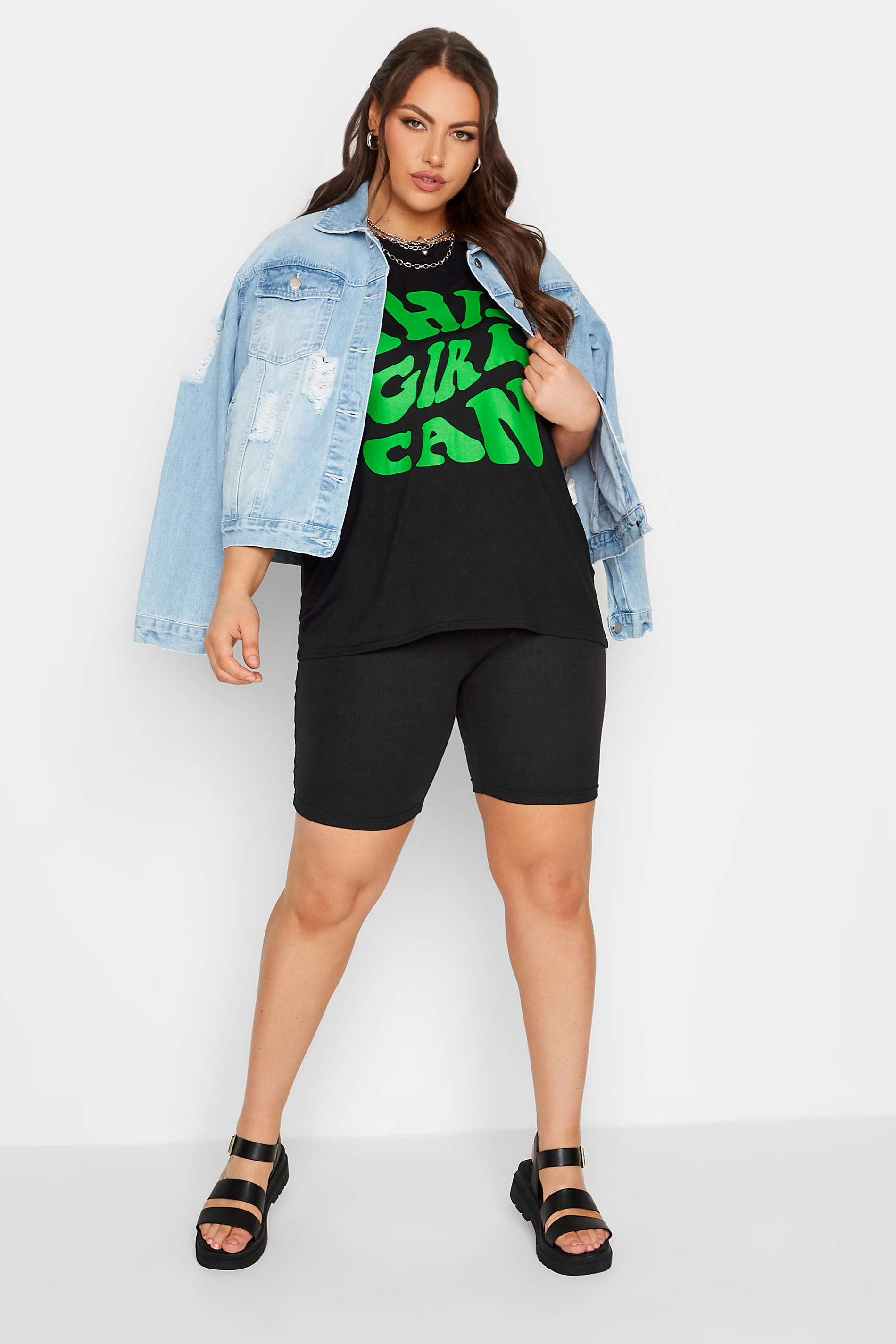 LIMITED COLLECTION Plus Size Black 'This Girl Can' Slogan T-Shirt | Yours Clothing 2