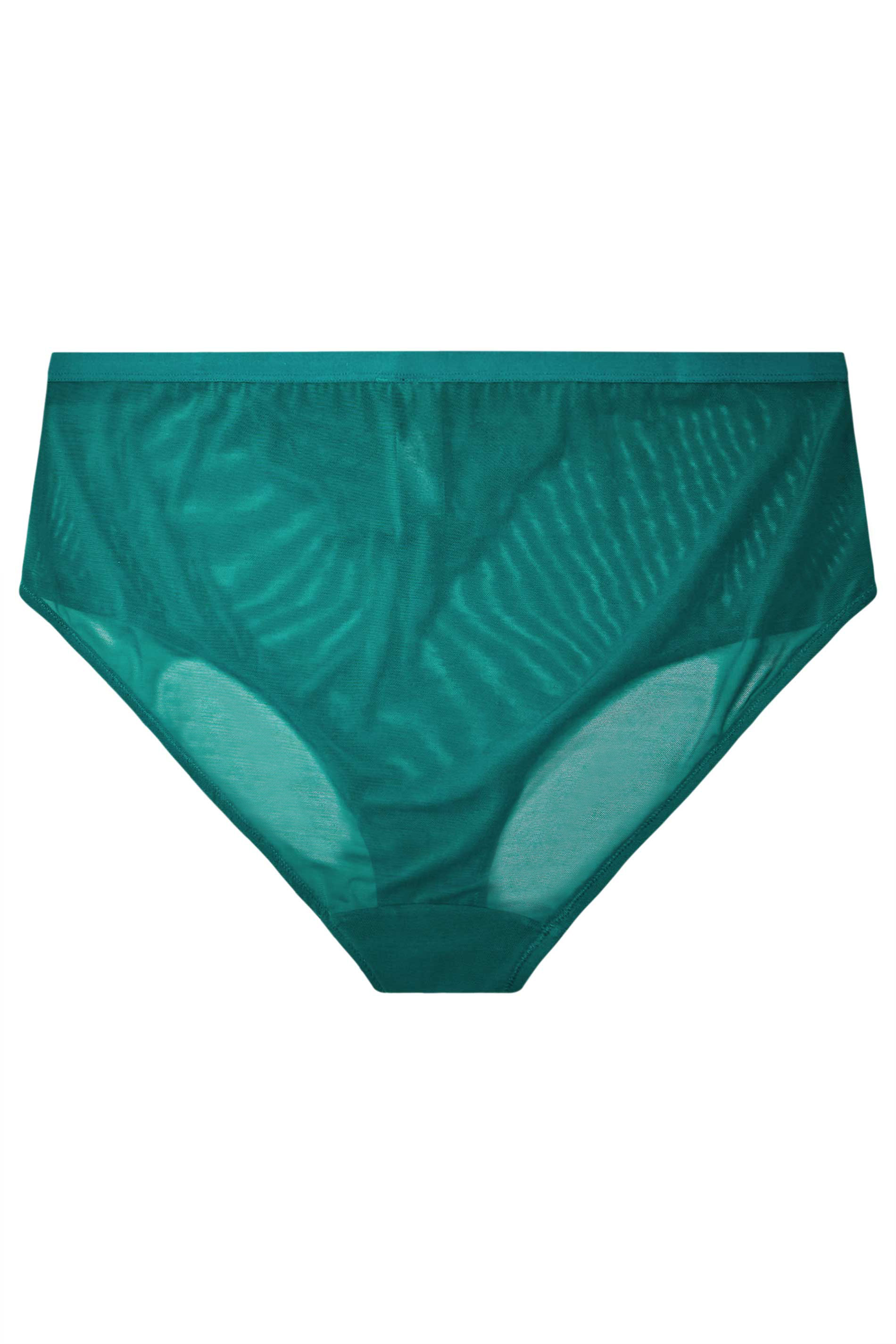 YOURS Plus Size 2 PACK Black & Green Leaf Embossed High Waisted Briefs