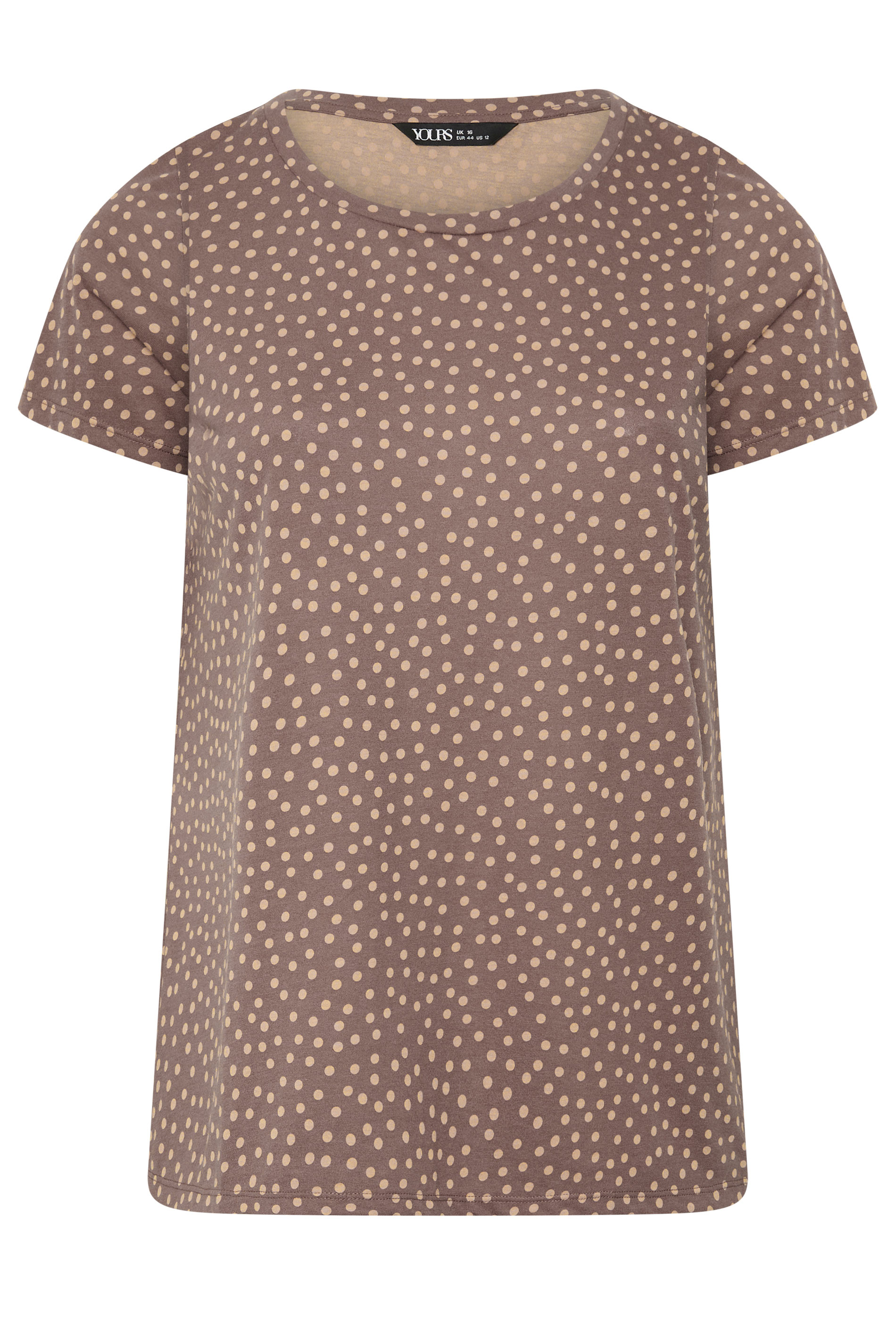YOURS Plus Size Natural Spot Print Short Sleeve Top | Yours Clothing 5
