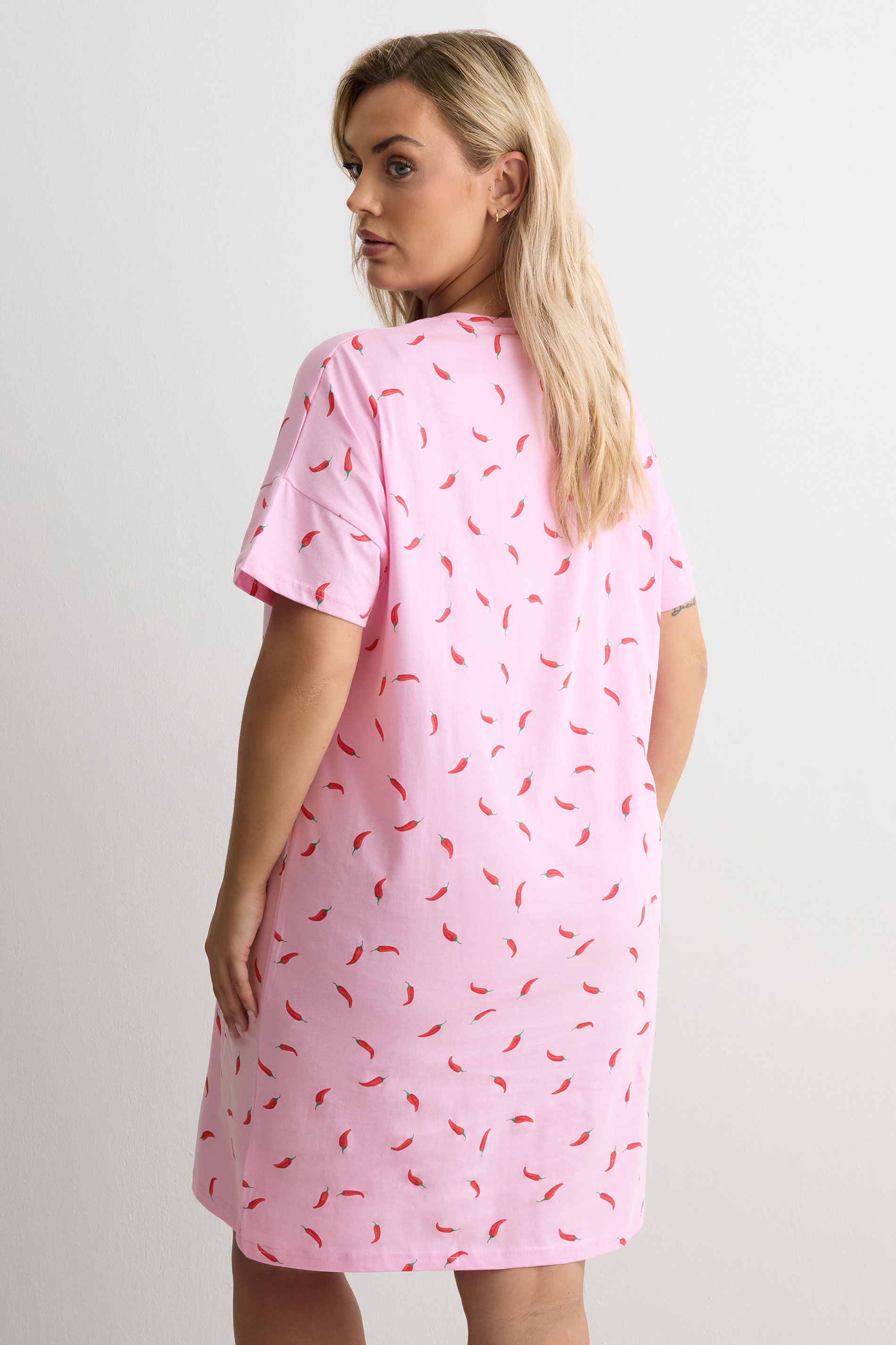 YOURS Plus Size Pink Chili Sleep Tee Nightdress | Yours Clothing 2