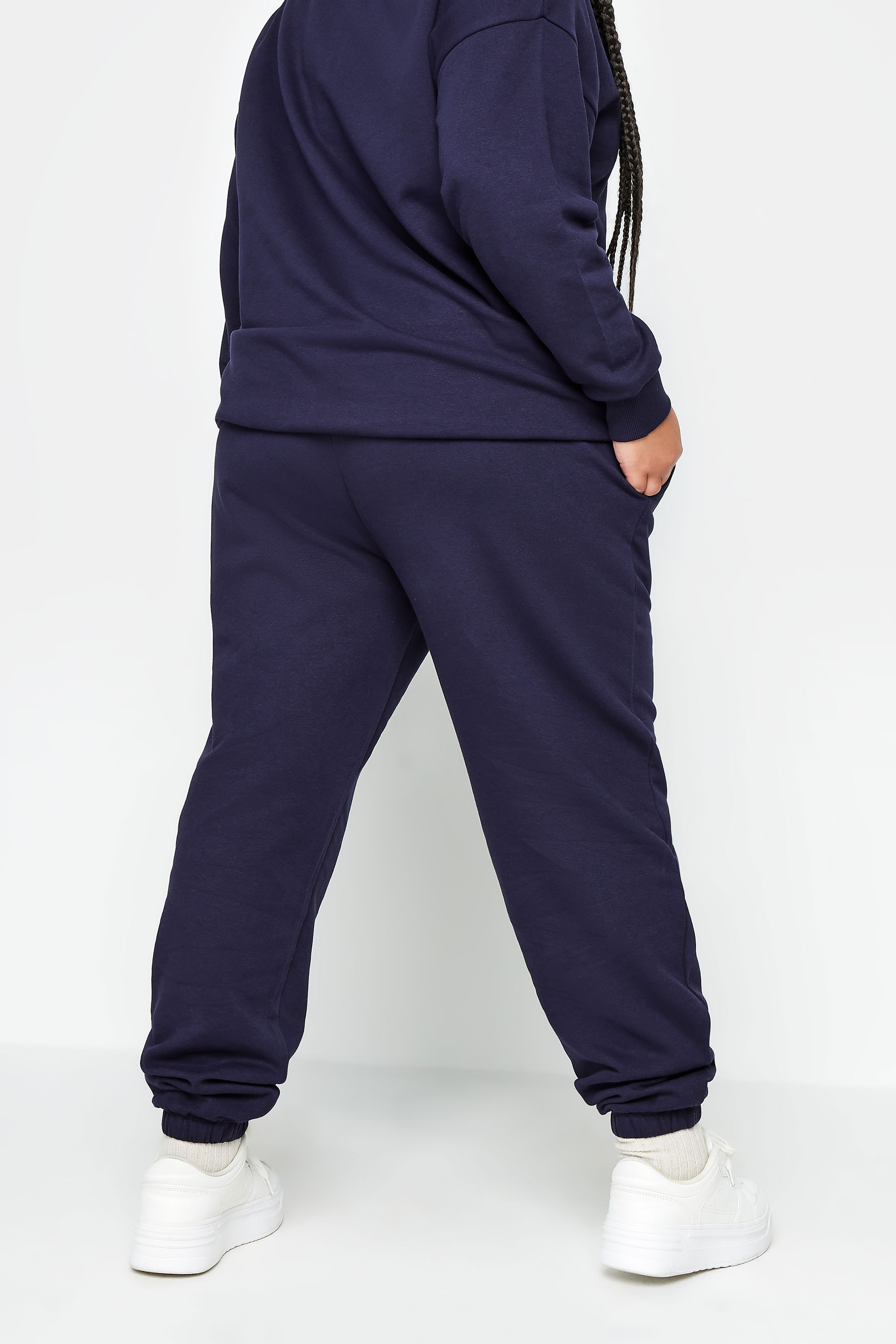 YOURS Plus Size Navy Blue Cuffed Joggers | Yours Clothing 3