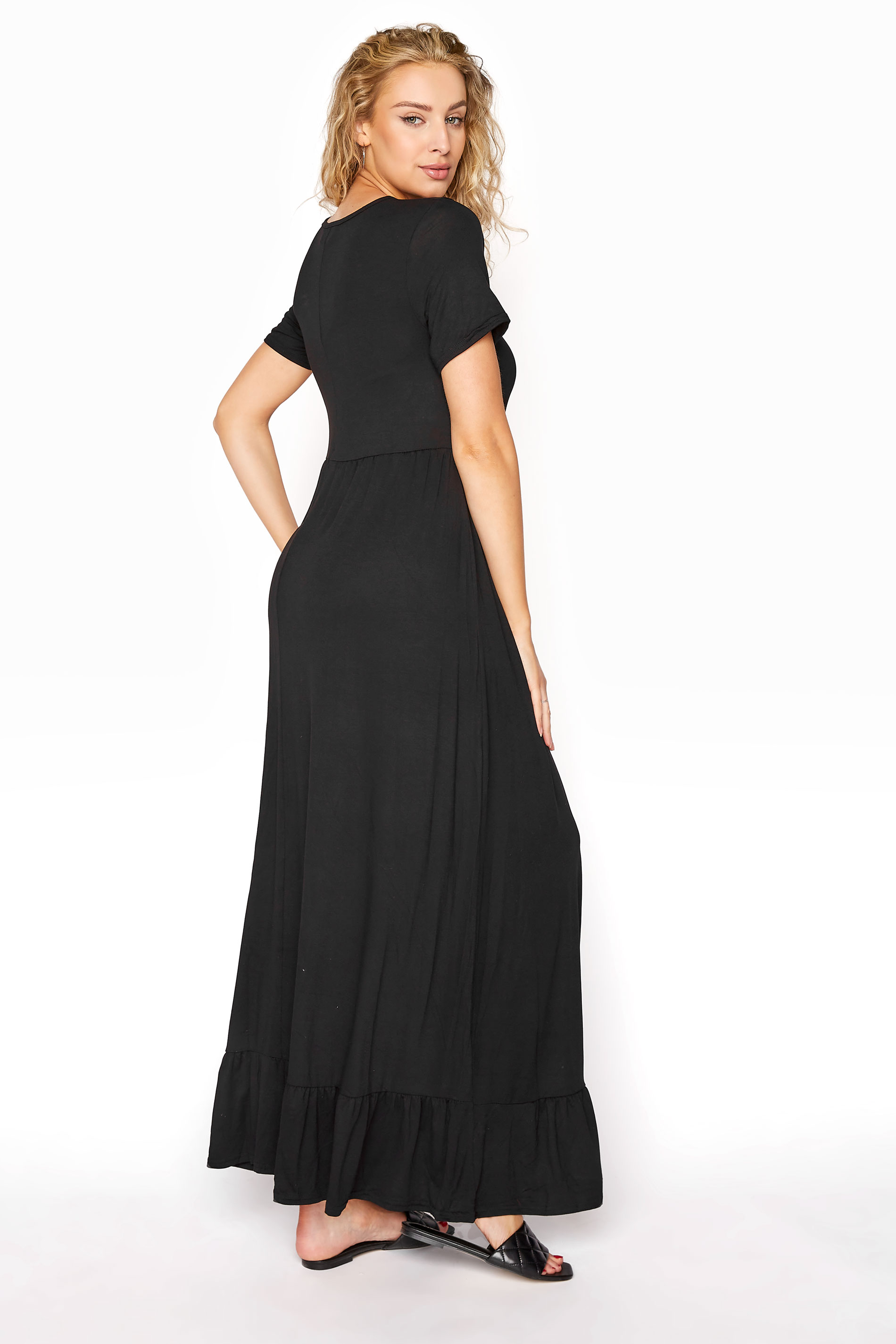 Lts Black Tiered Maxi Dress Long Tall Sally Yours Clothing