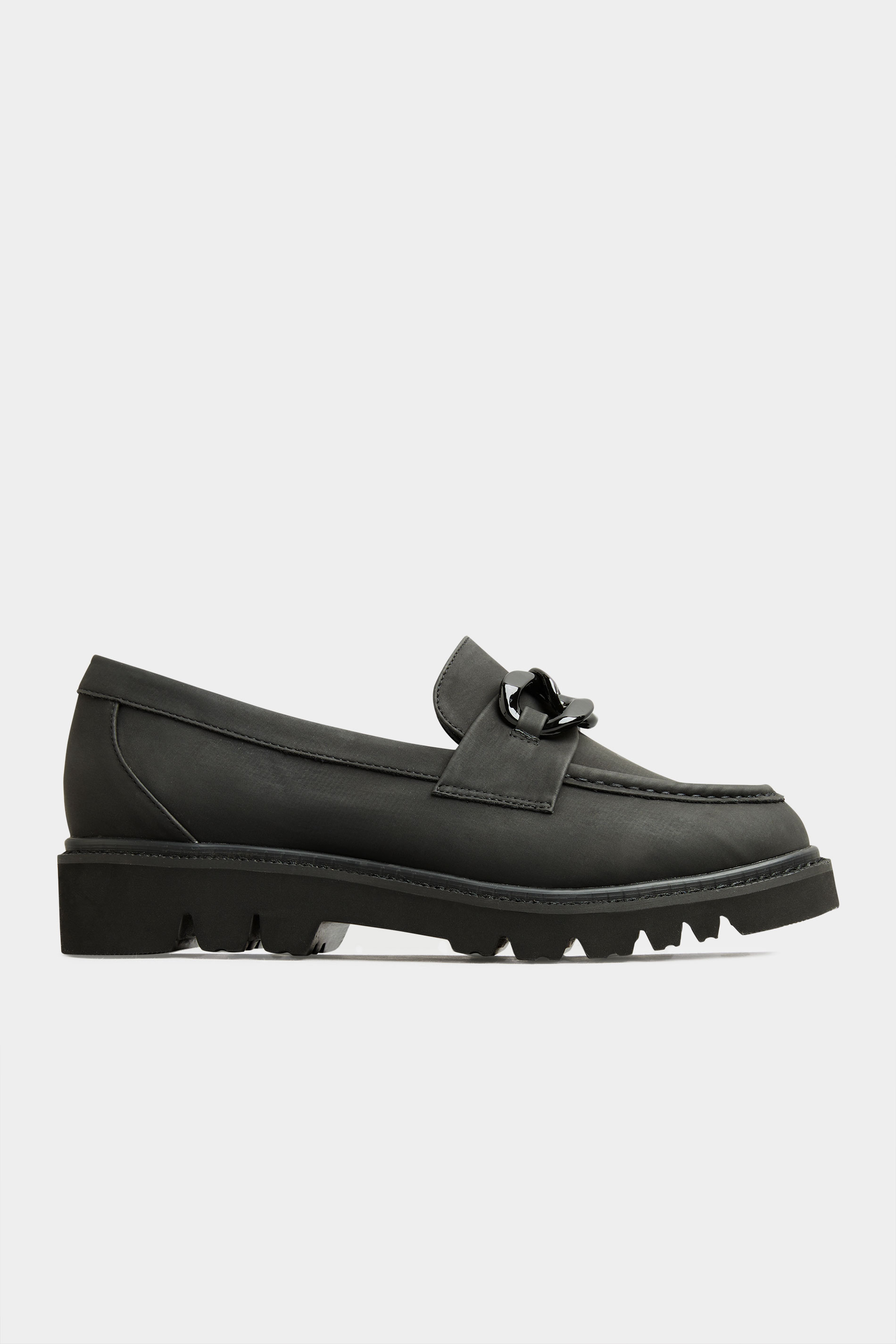 LIMITED COLLECTION Plus Size Black Chunky Chain Loafers In Extra Wide ...