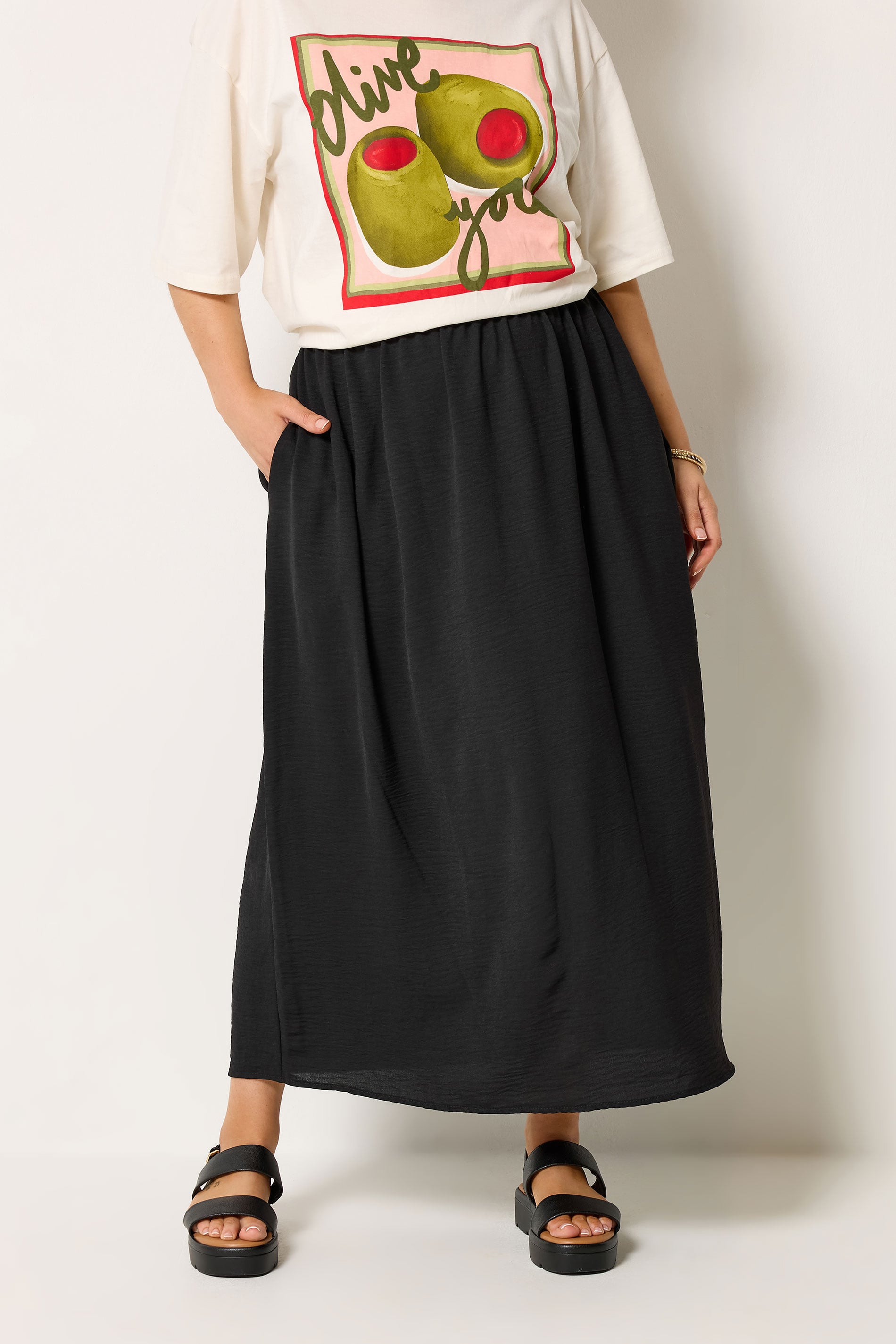 YOURS Plus Size Black Midi Skirt | Yours Clothing 3