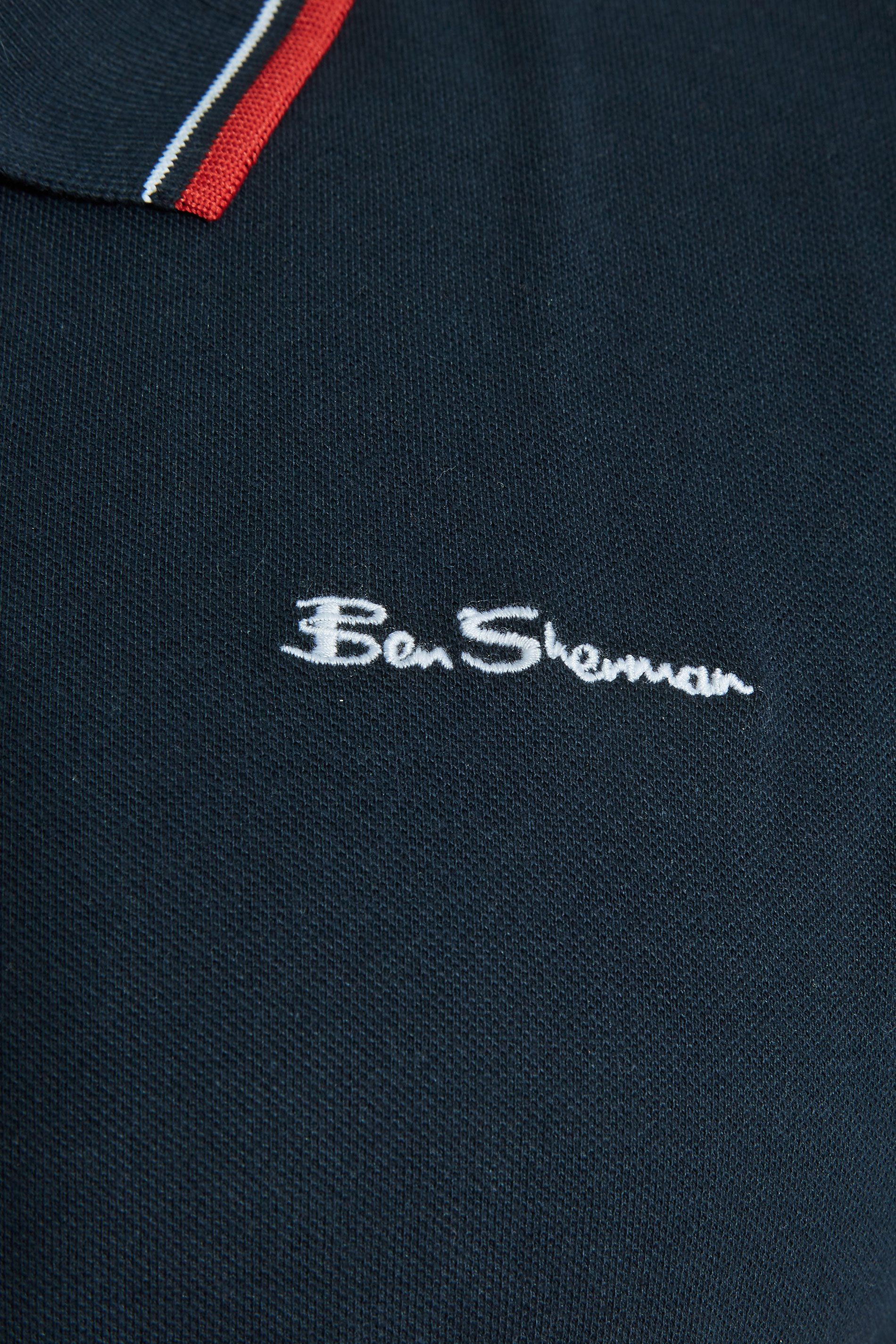 BEN SHERMAN Navy Blue Tipped Polo Shirt | BadRhino 2