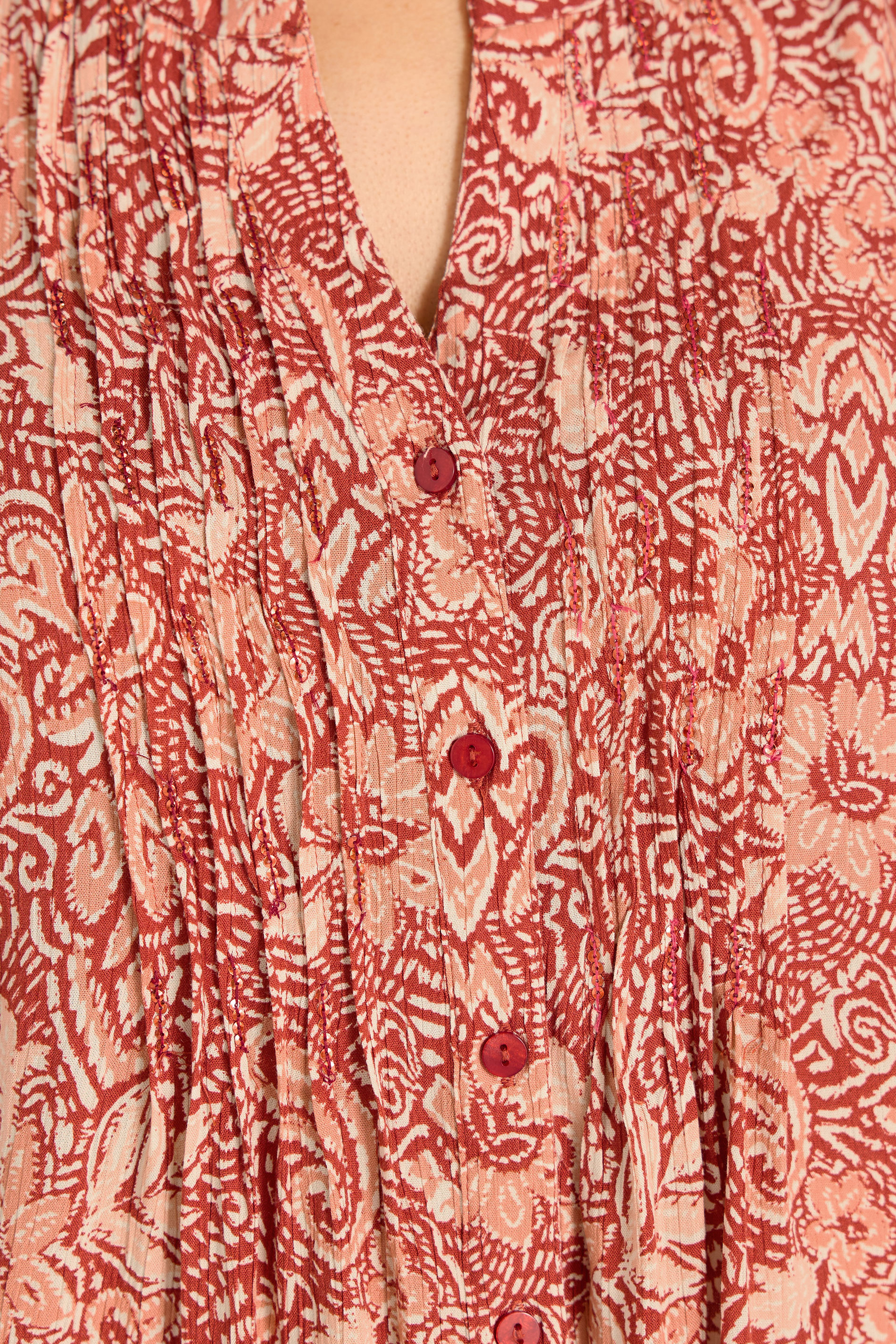 EVANS Plus Size Rust Orange Print Pintuck Sleeveless Vest | Evans 4
