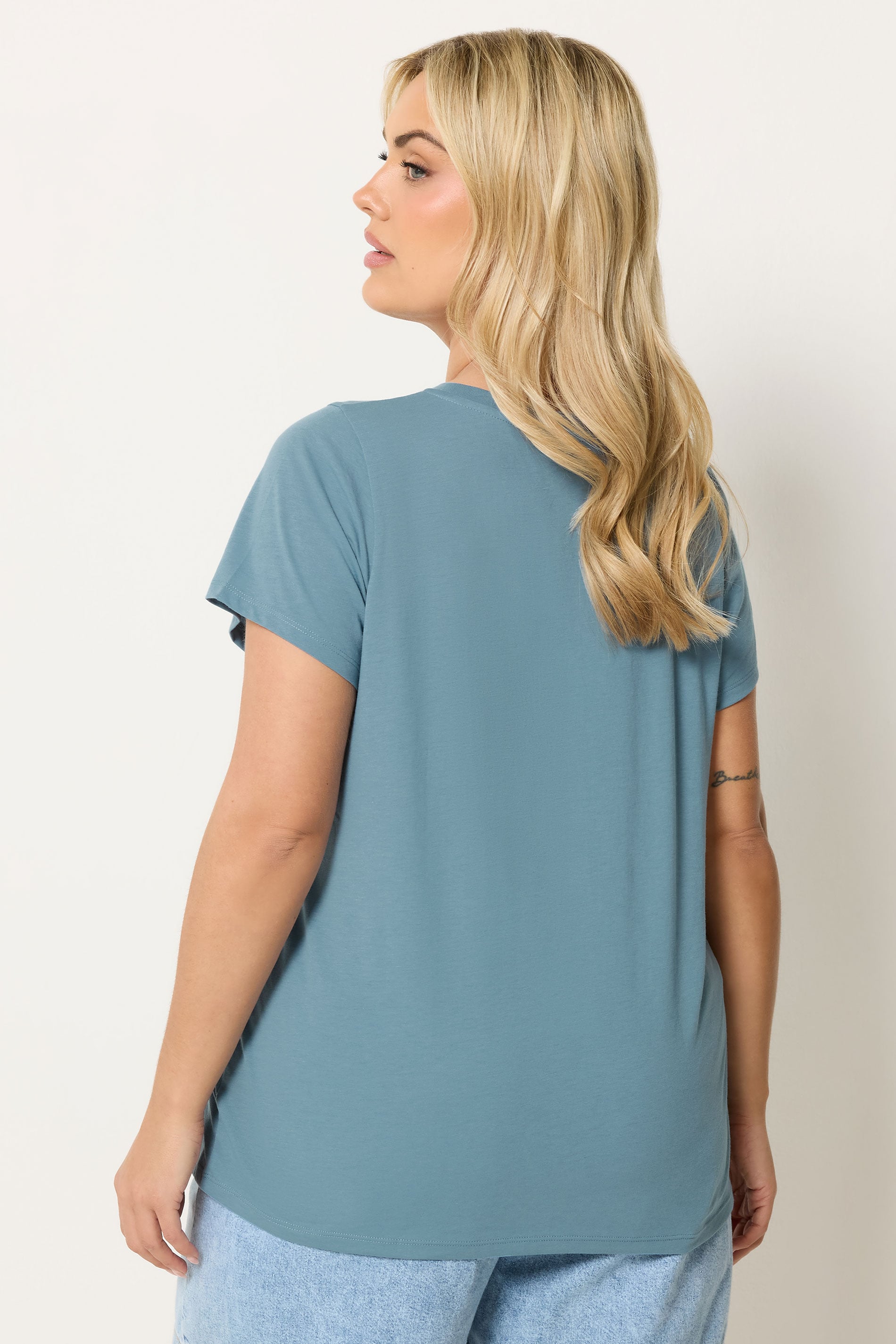 YOURS Plus Size Light Blue Core Basic T-Shirt | Yours Clothing 2