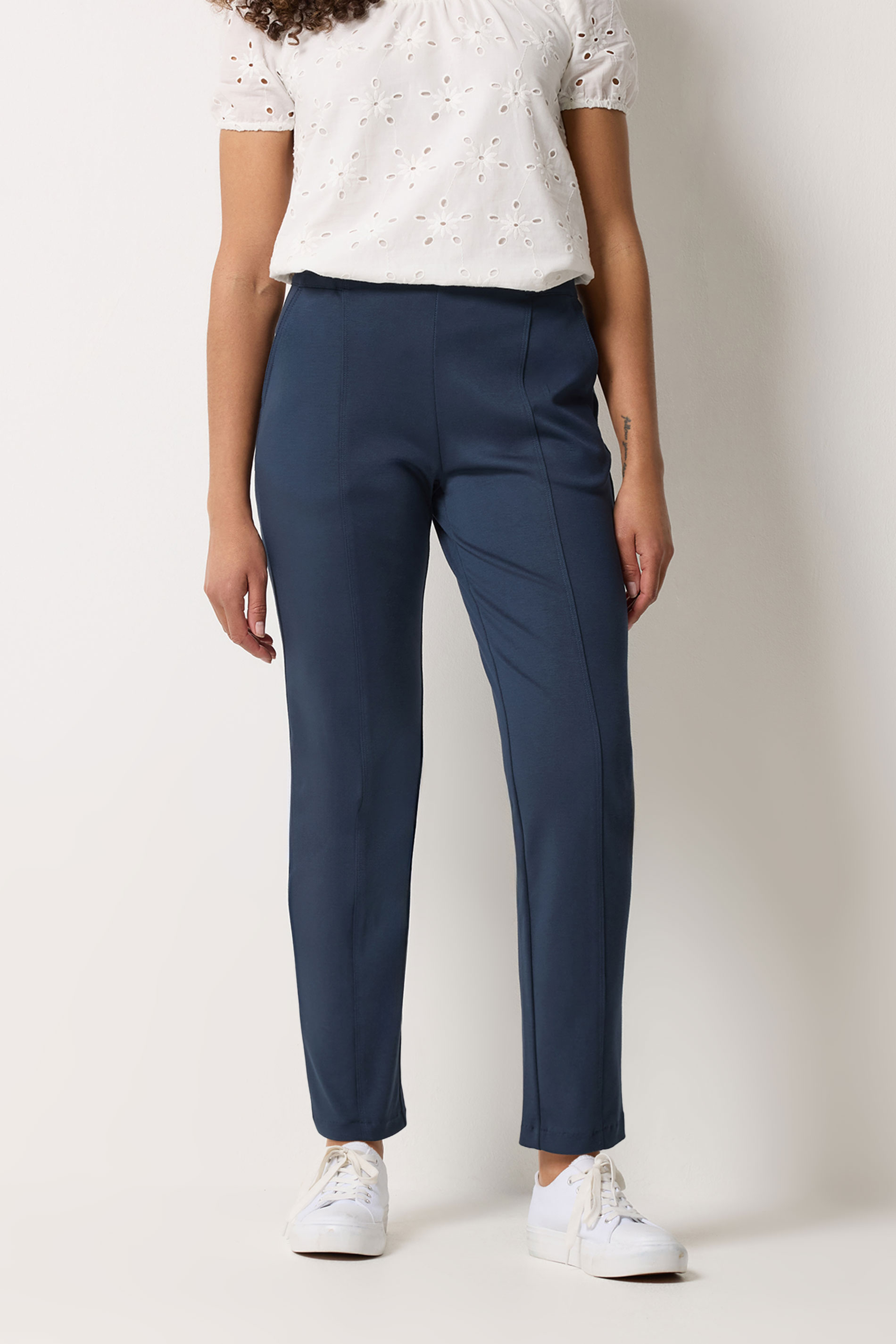 M&Co Navy Blue Ponte Seam Detail Trousers | M&Co 3