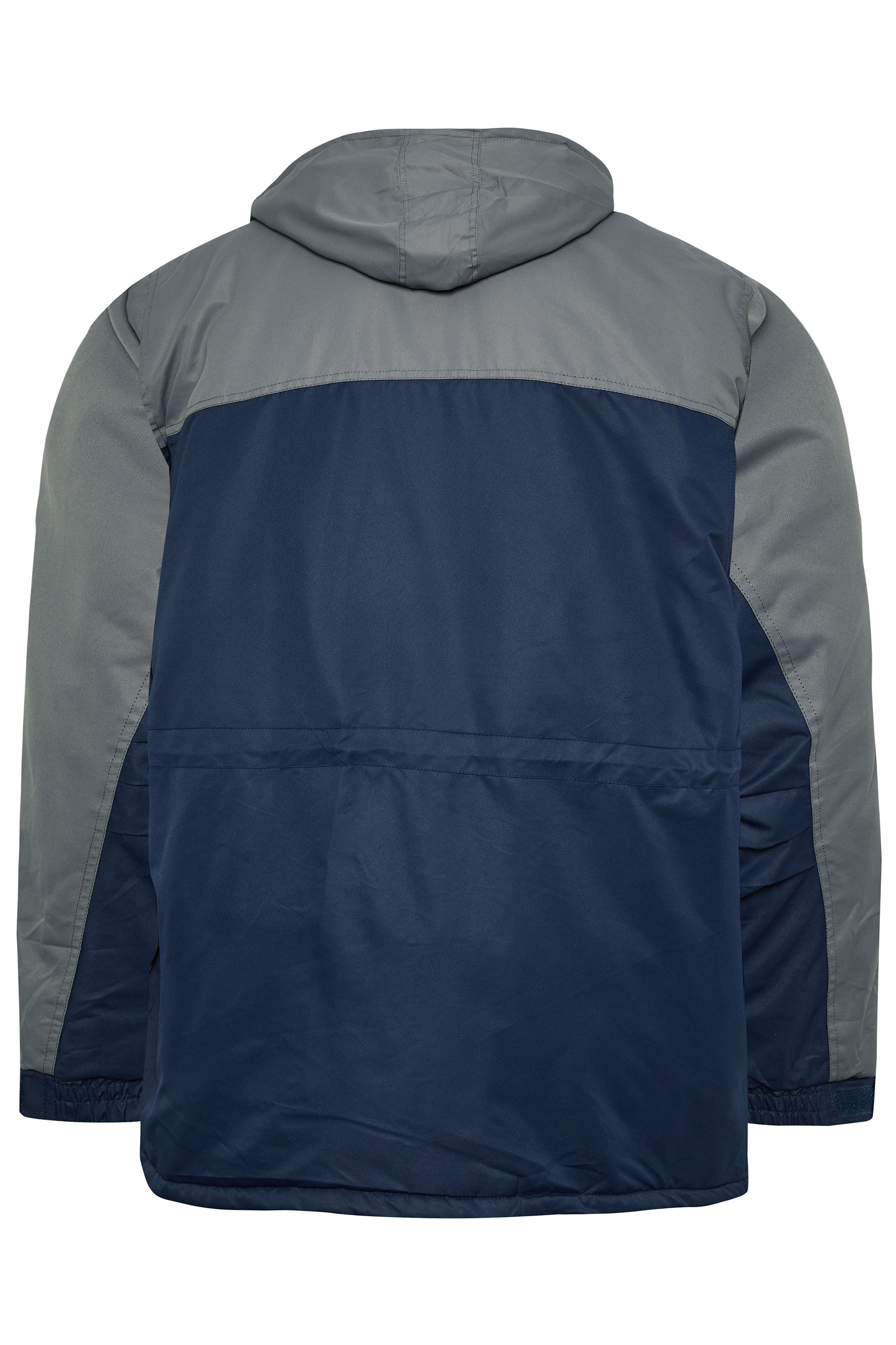 BadRhino Big & Tall Grey & Blue Fleece Lined Hooded Coat | BadRhino 2