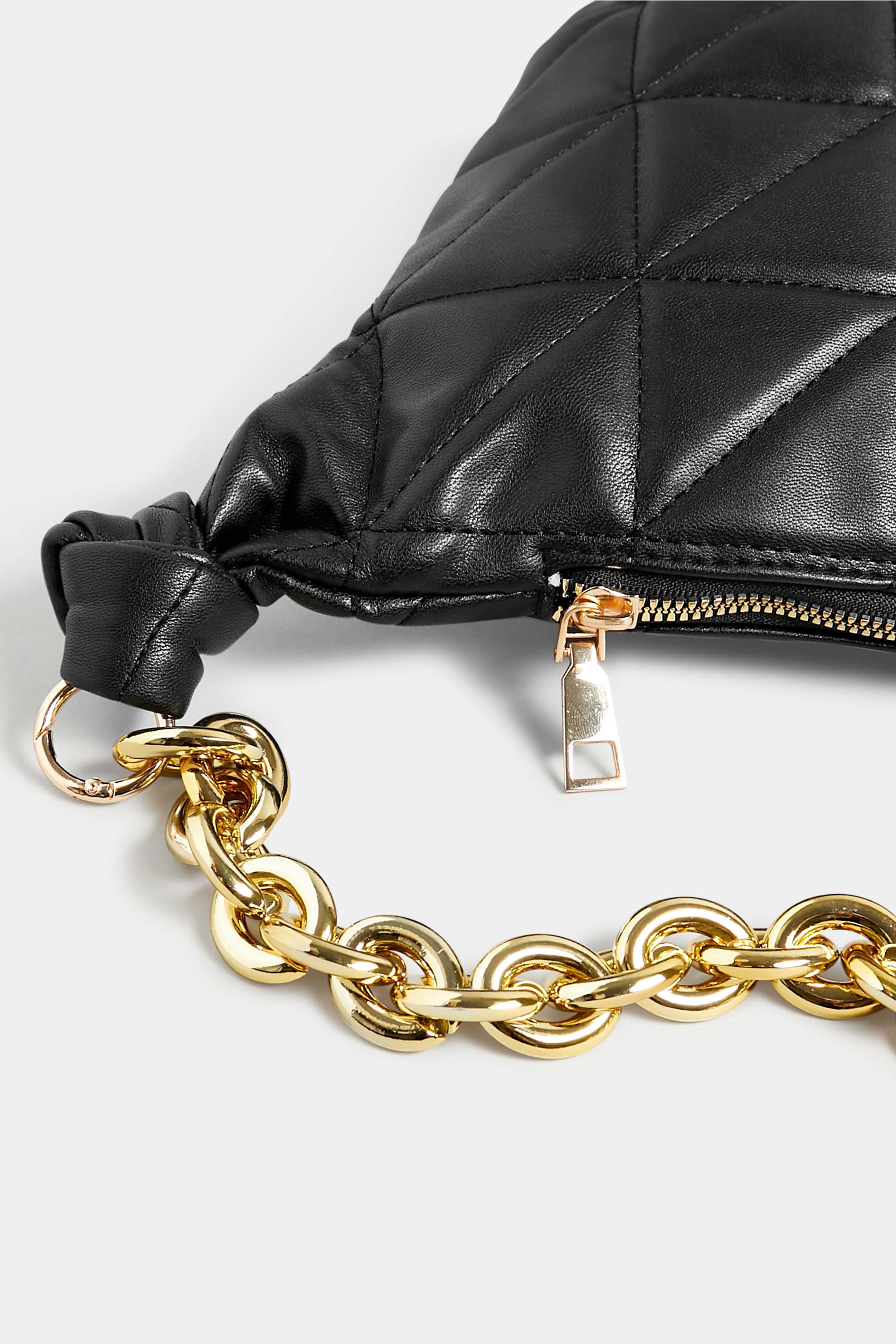 Stradivarius Leather Effect Chain Tote Bag Black M