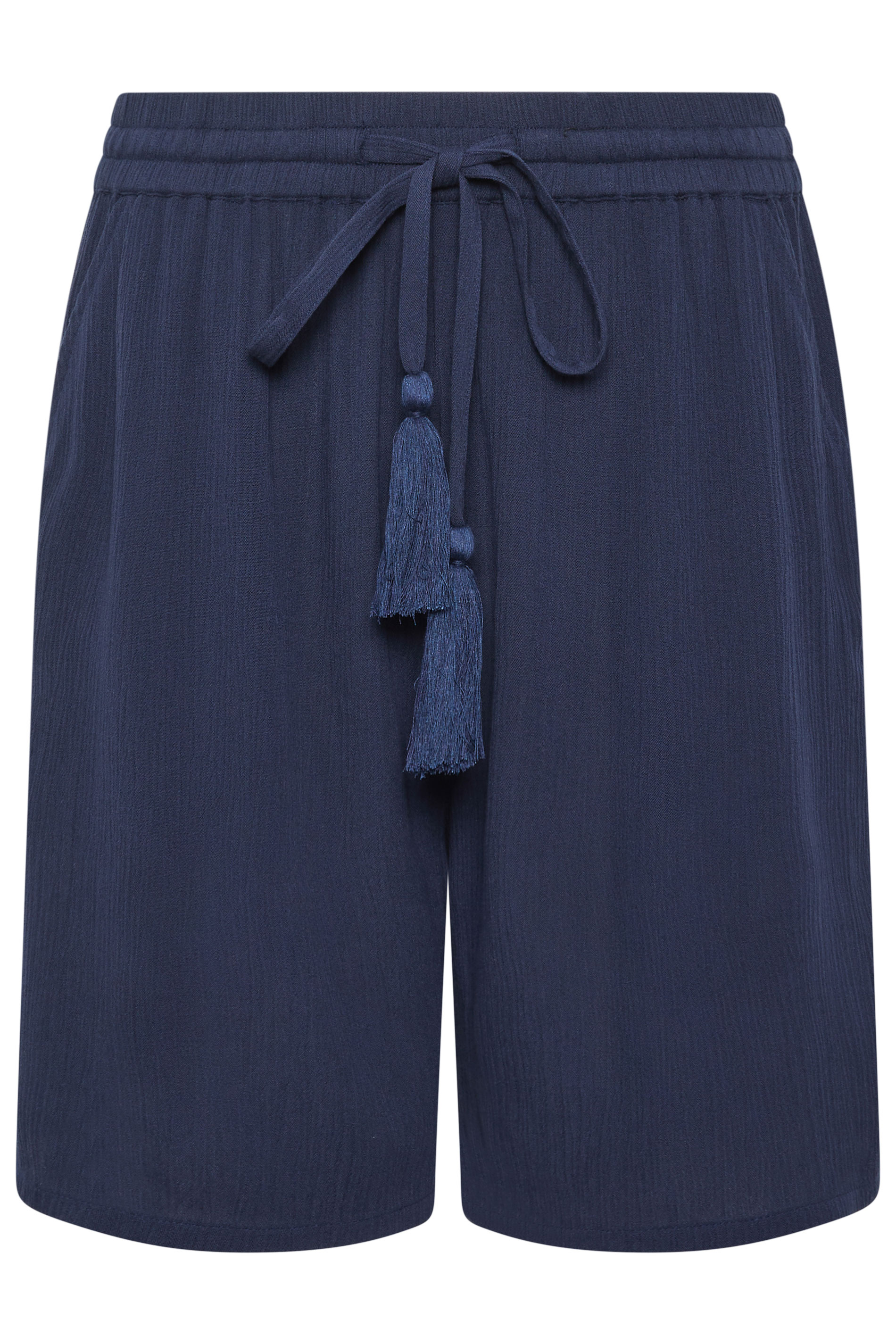 M&Co Navy Blue Crinkle Tie Waist Shorts | M&Co 5