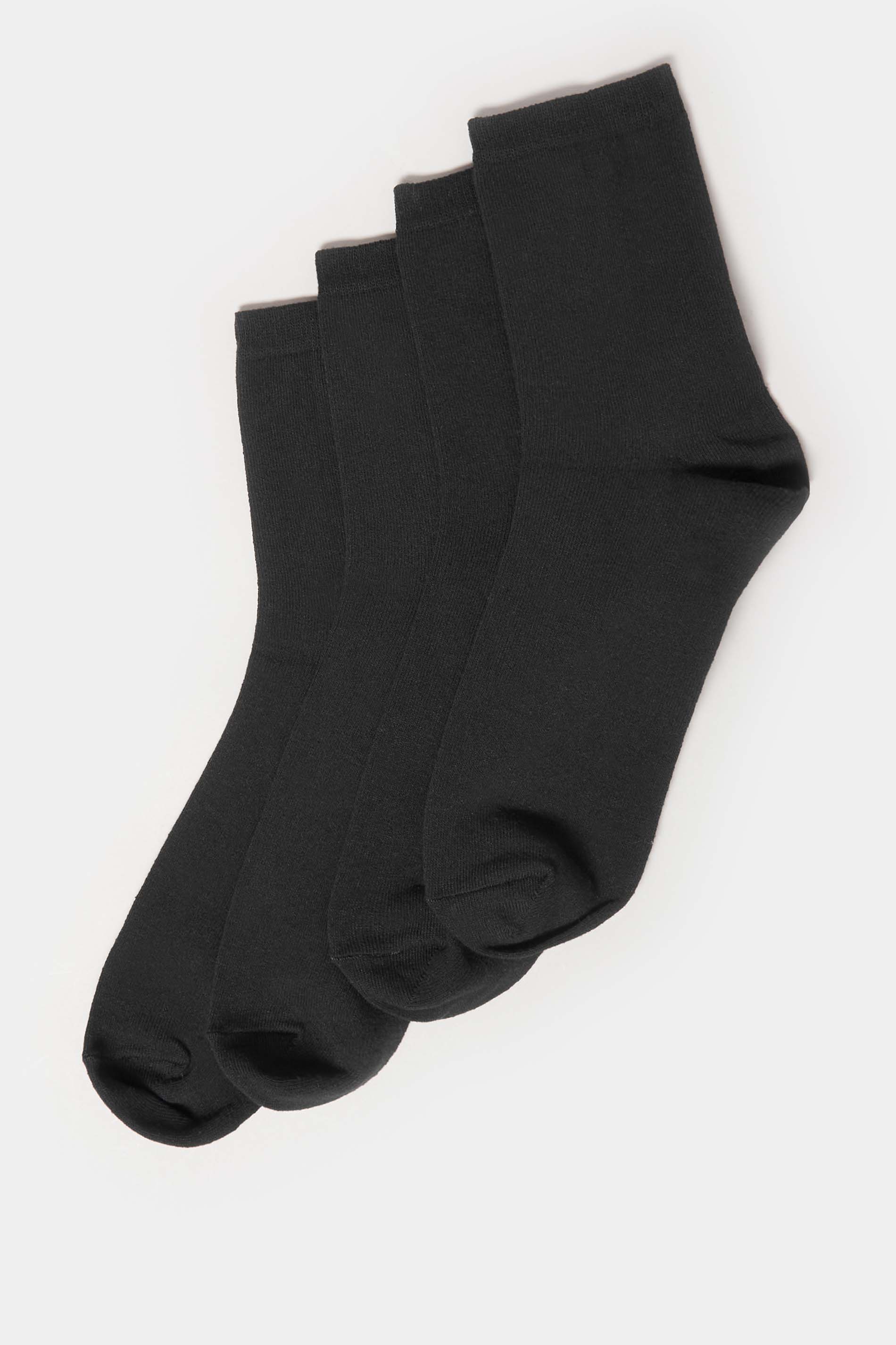 LTS 4 PACK Black Plain Ankle Socks | Long Tall Sally