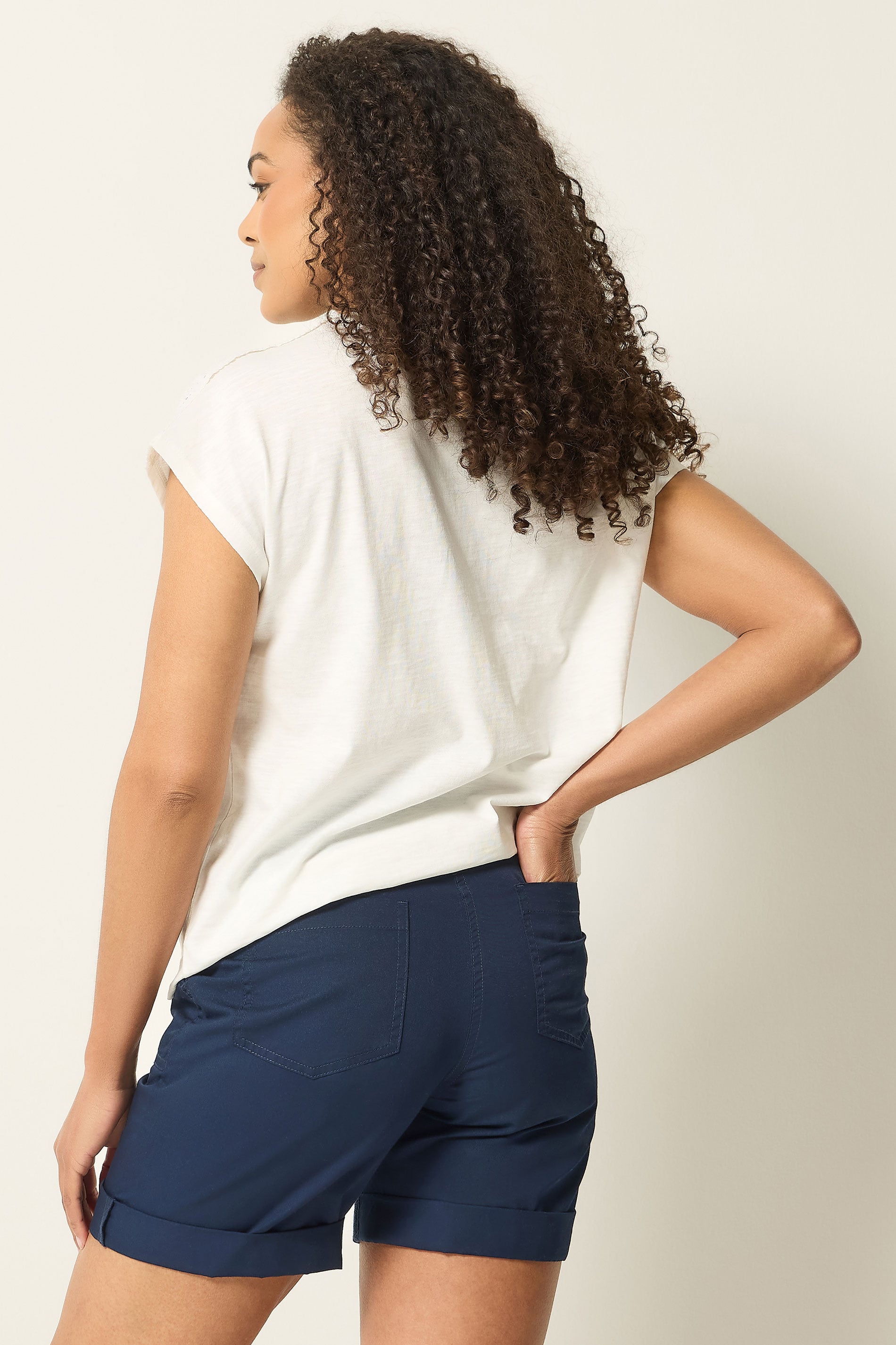 M&Co Navy Blue Cotton Poplin Shorts | M&Co 2
