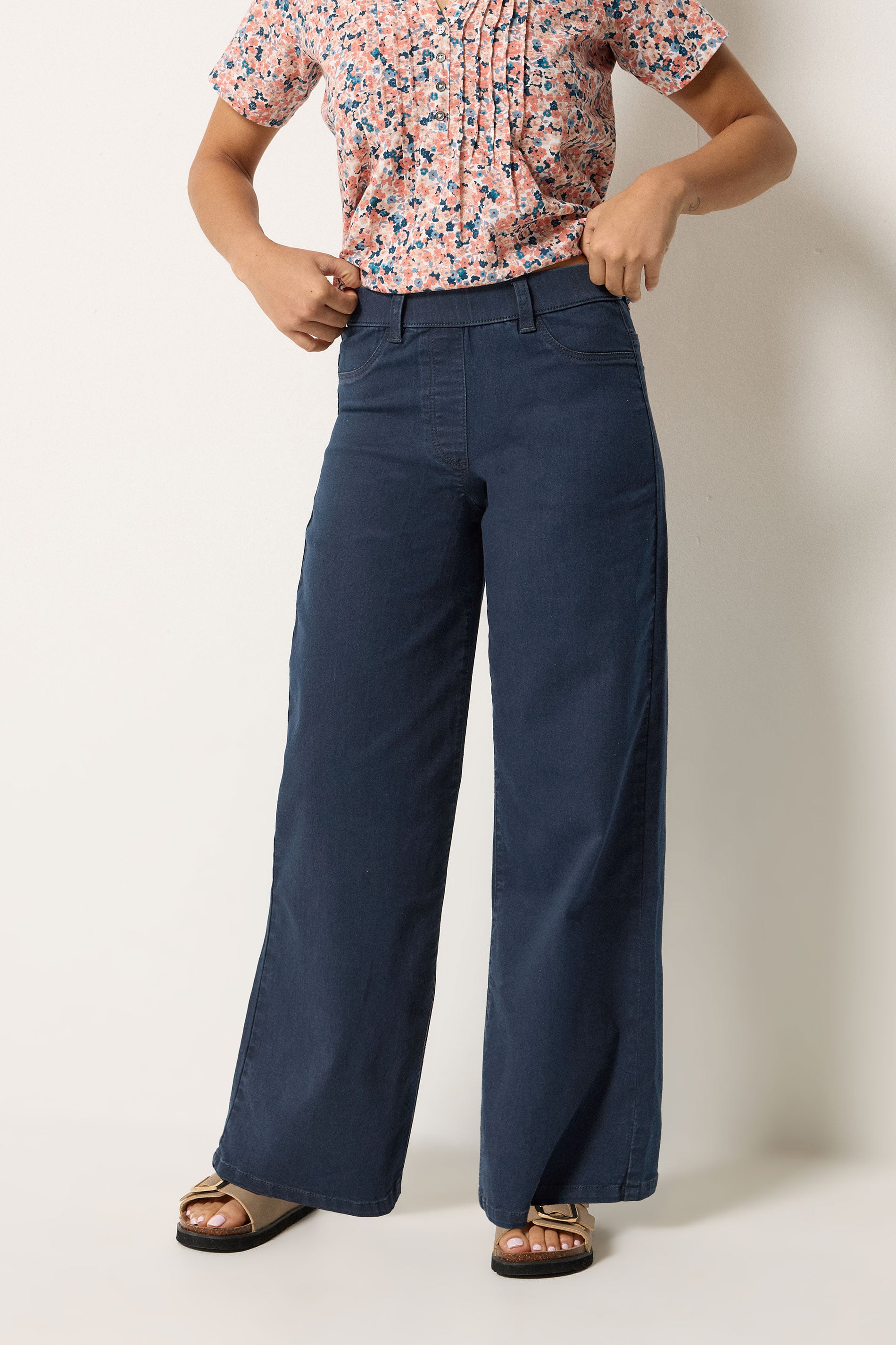 M&Co Petite Indigo Blue Wide Leg Jeggings | M&Co 3