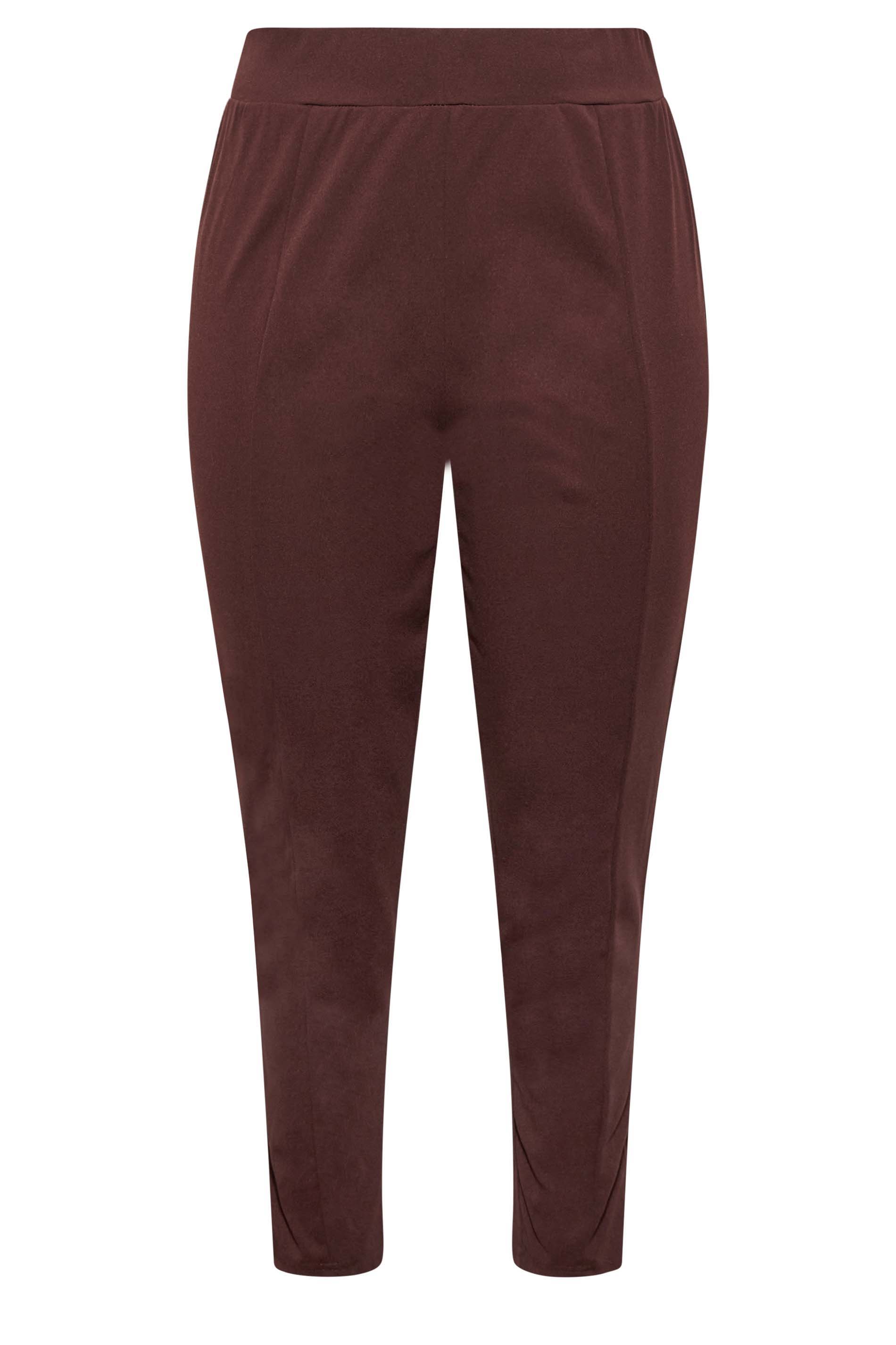 Plus Size Chocolate Brown Stretch Tapered Trousers | Yours Clothing