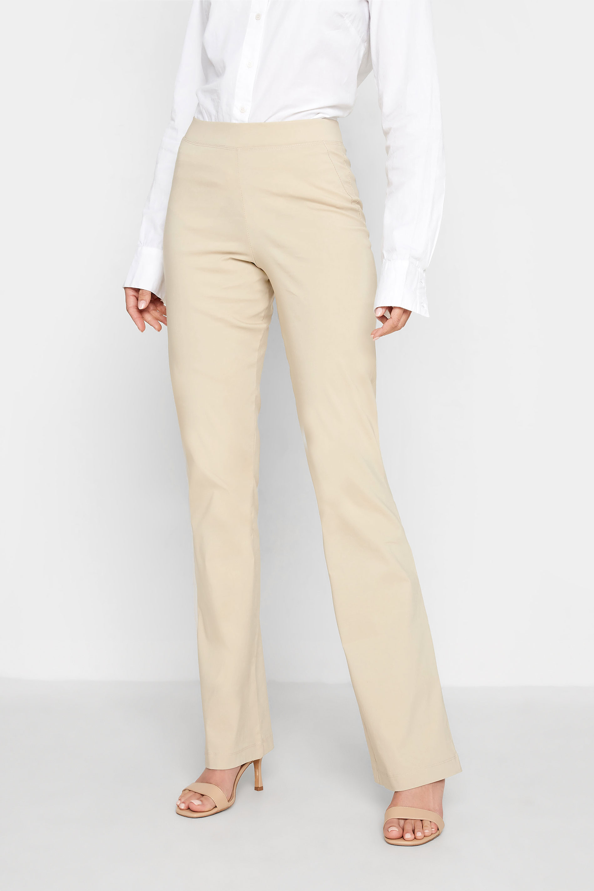 LTS Tall Beige Brown Stretch Bootcut Trousers 1