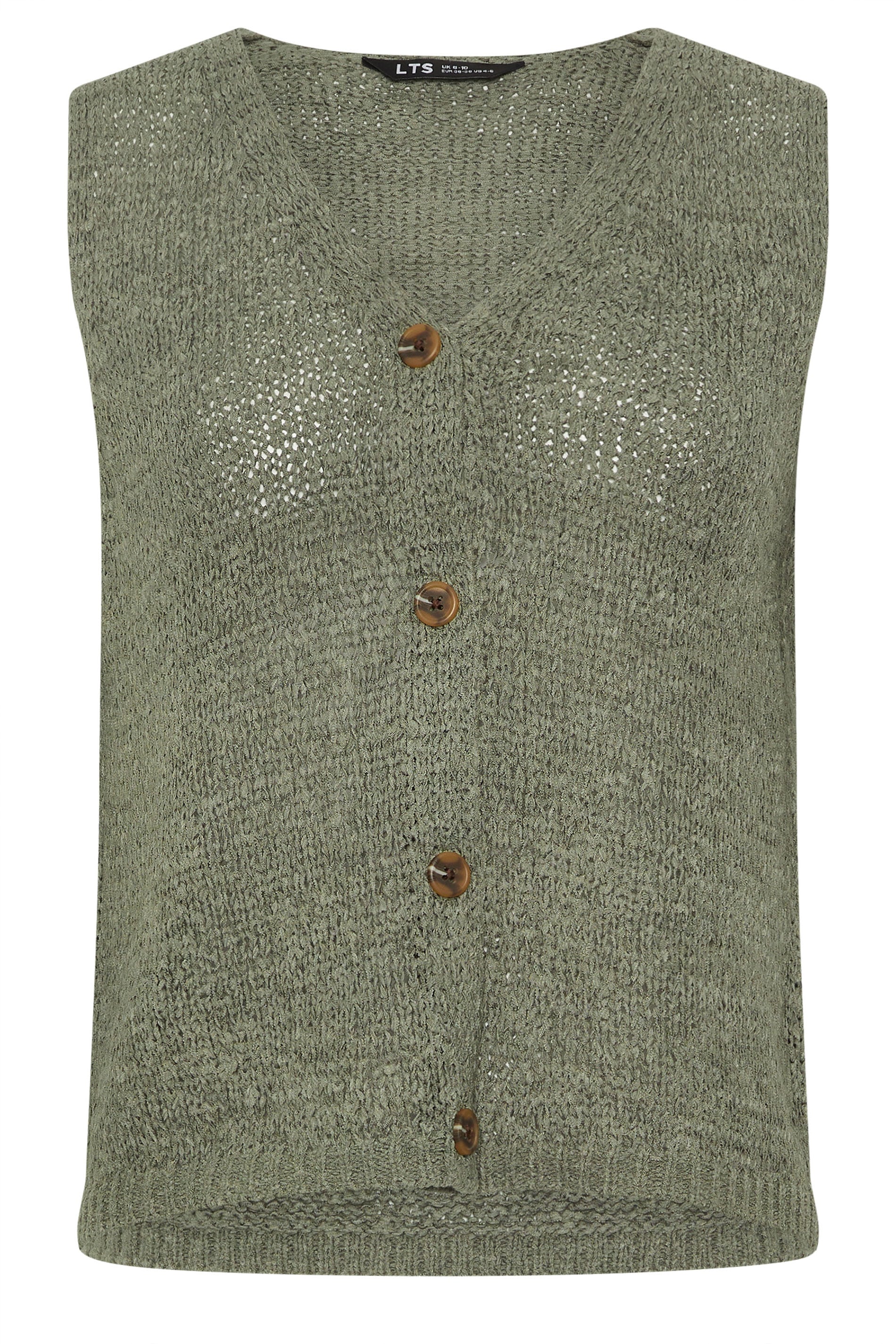 LTS Tall Women's Sage Green Button Knitted Vest Top | Long Tall Sally 6