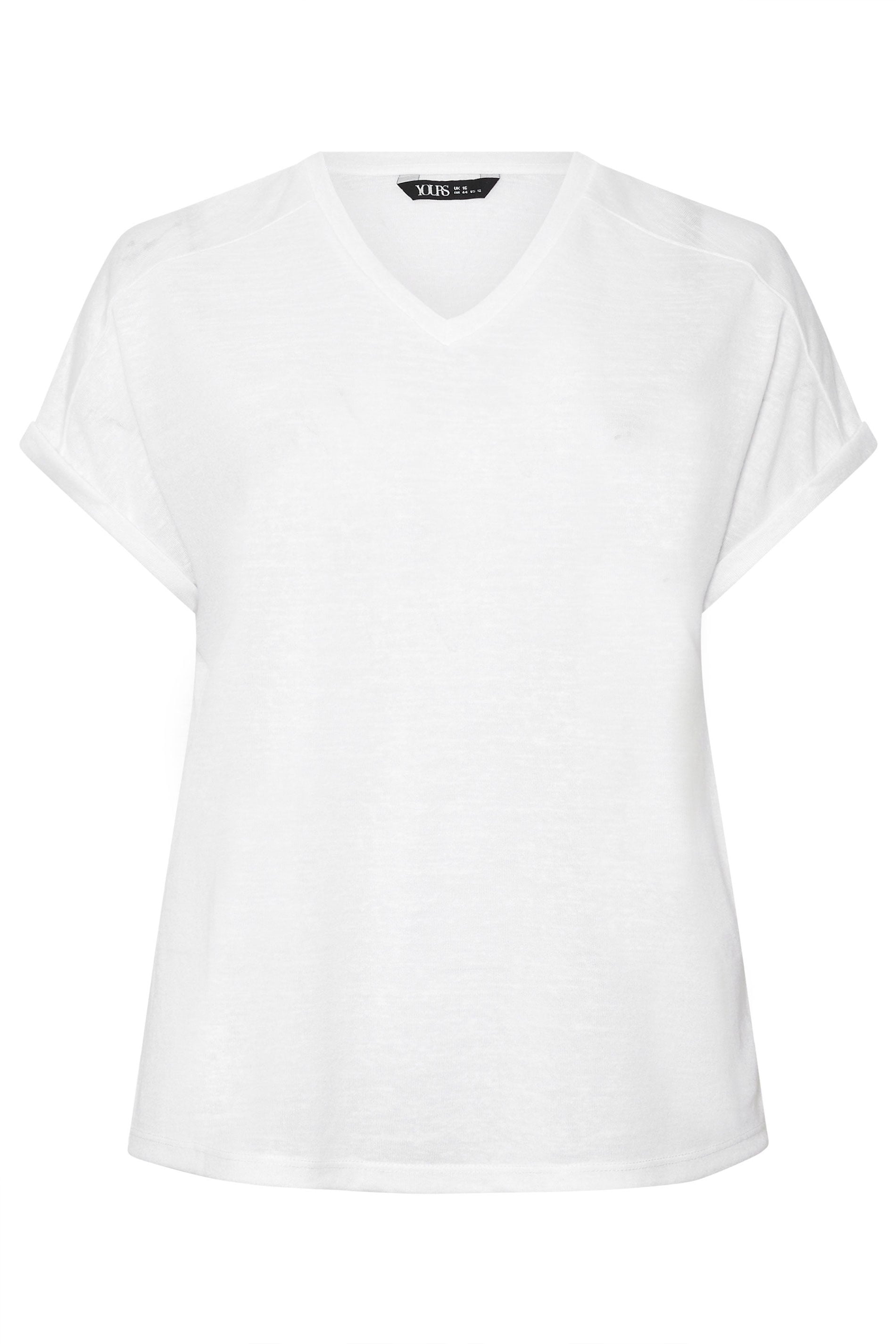 YOURS Plus Size White Linen Look T-Shirt | Yours Clothing 5