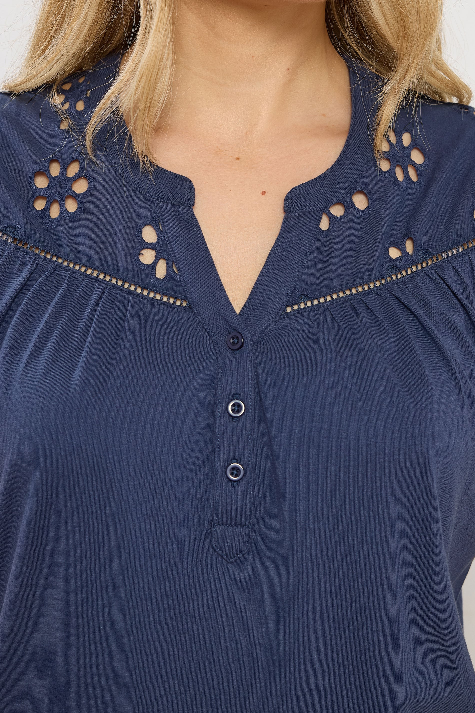 LTS Tall Women's Navy Blue Embroidered Cotton Vest | Long Tall Sally 4