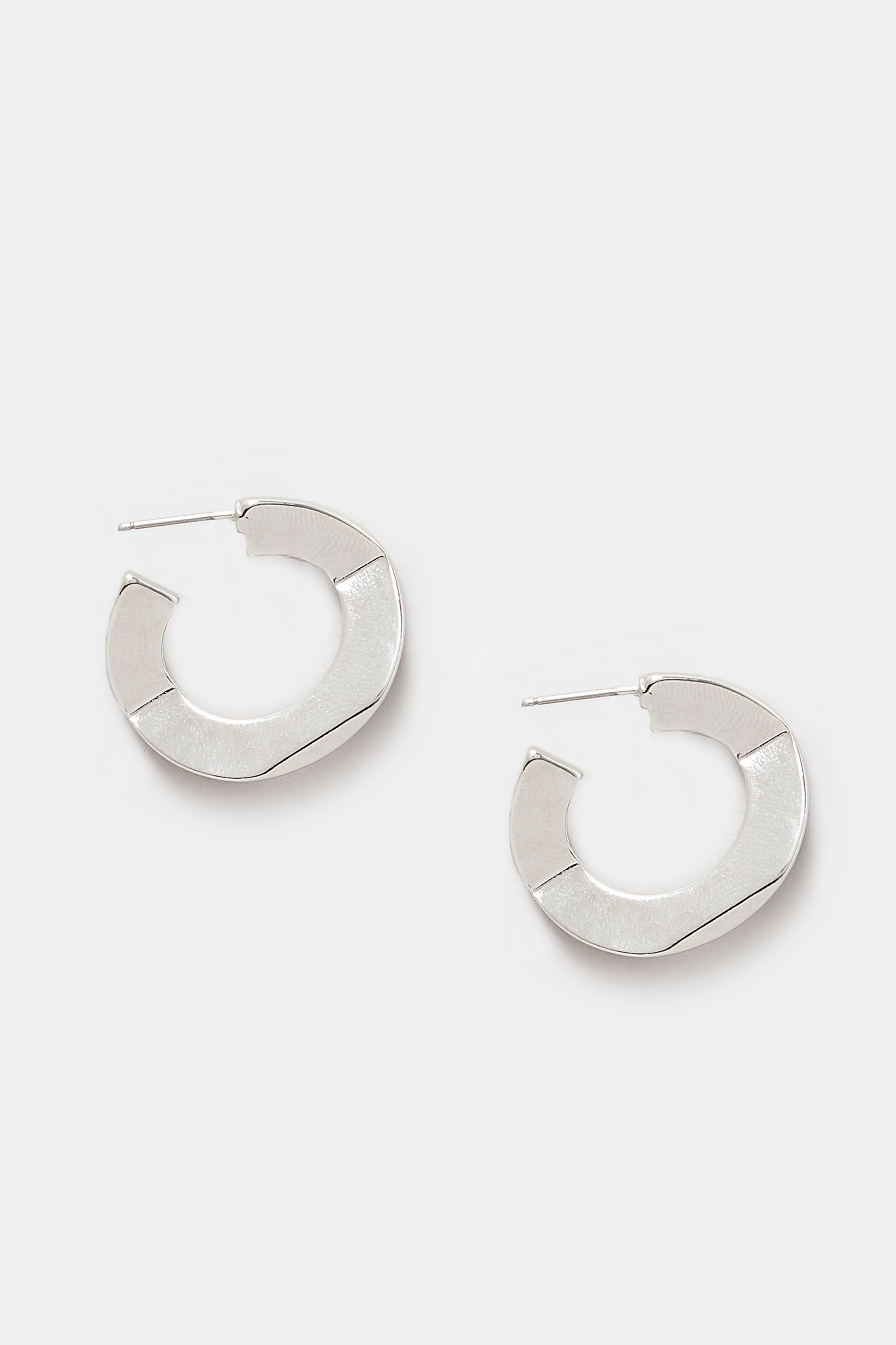 Silver Geometric Hoop Earrings | Yours Clothing  2
