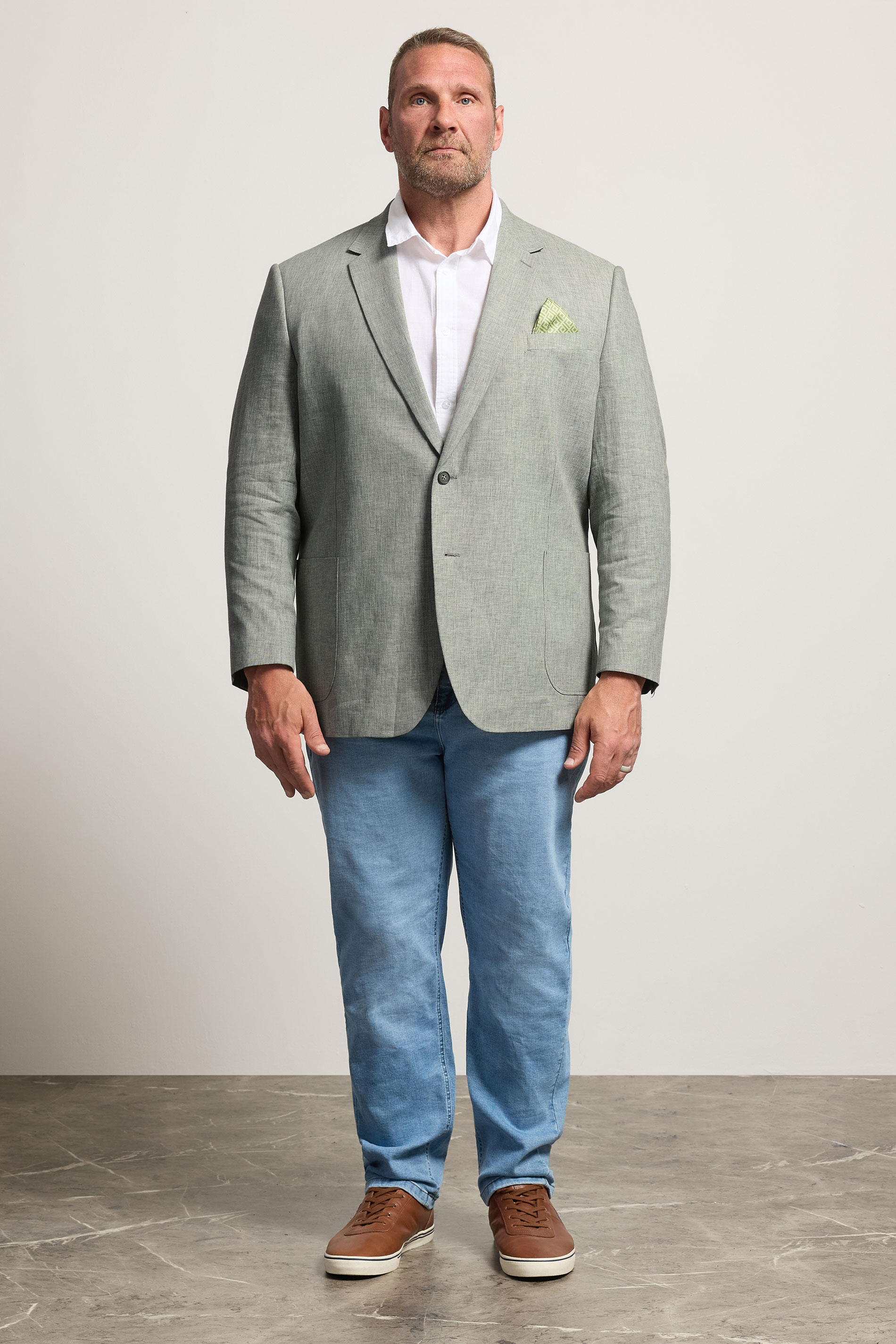 BadRhino Tailoring Big & Tall Green Linen Blazer | BadRhino 2