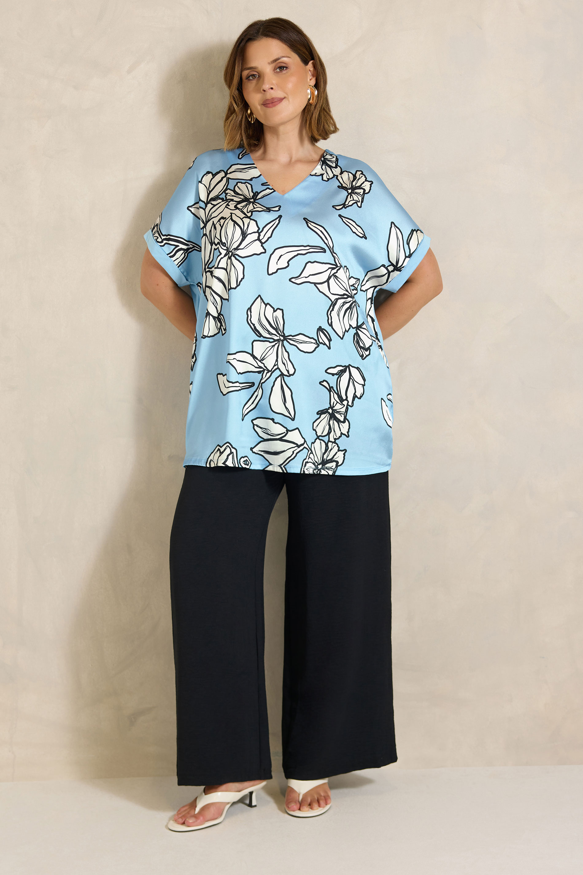 EVANS Plus Size Light Blue Floral Top | Evans 1