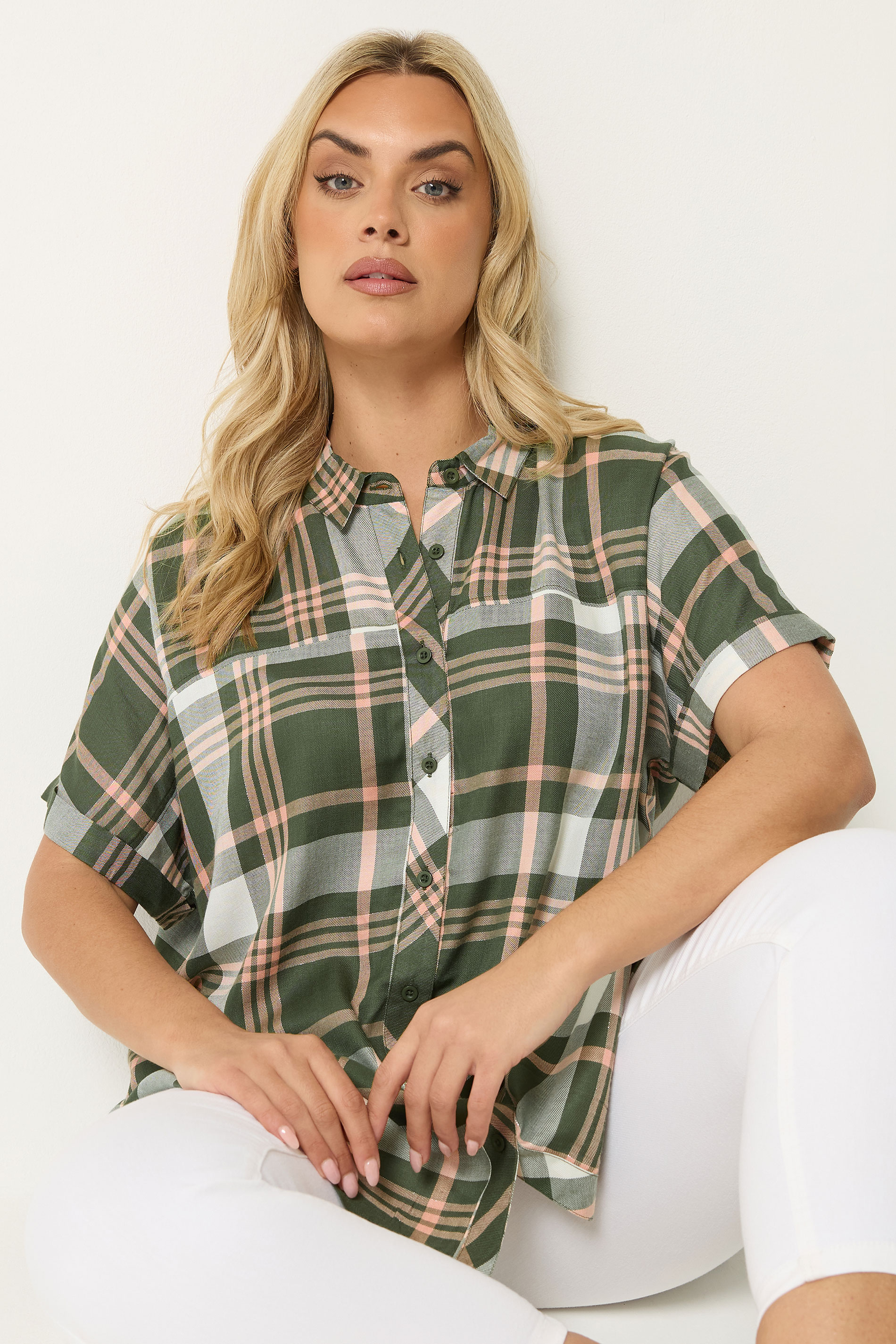 YOURS Plus Size Green Checked Shirt | Yours Clothing 3