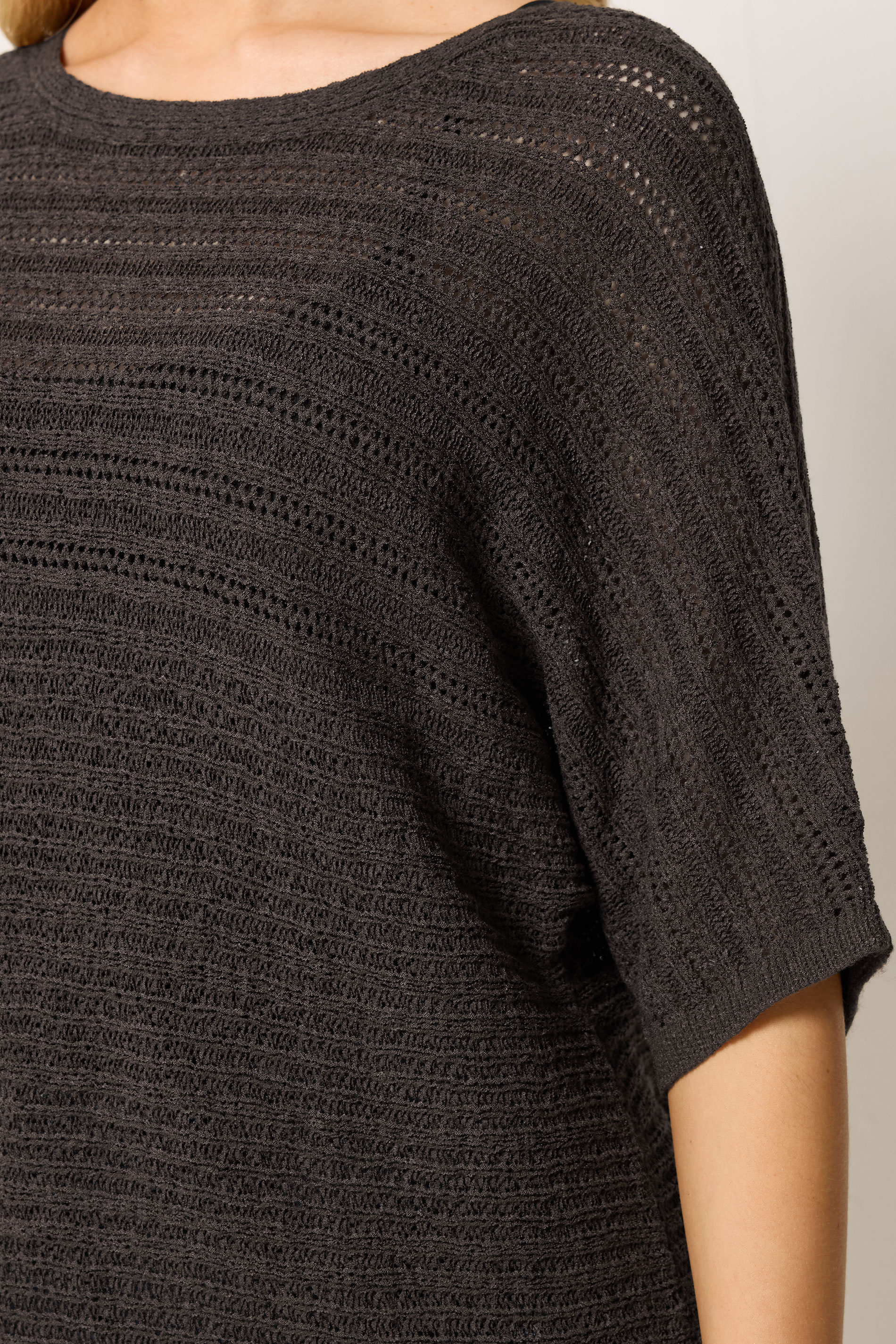 M&Co Chocolate Brown Short Sleeve Tape Knit Jumper | M&C0 4