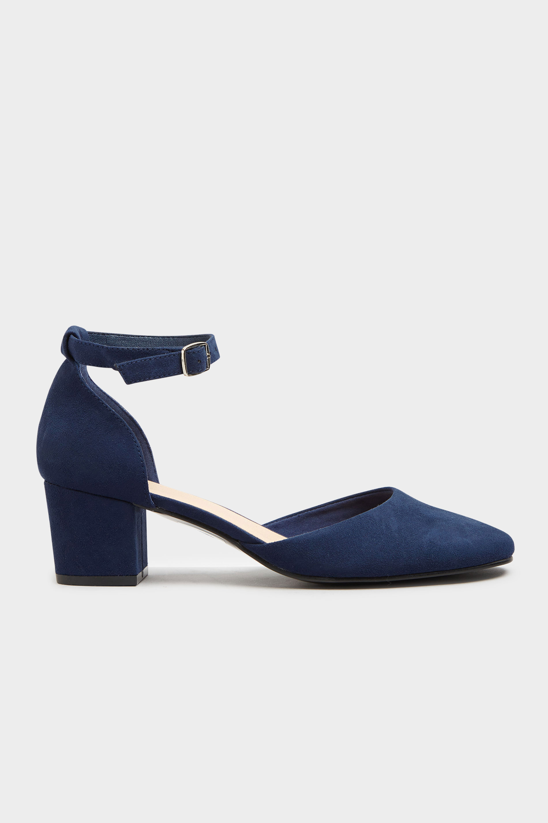 Womens Shoes Heels | LTS Navy Blue Block Heel Court Shoes In Standard D Fit - PG89505