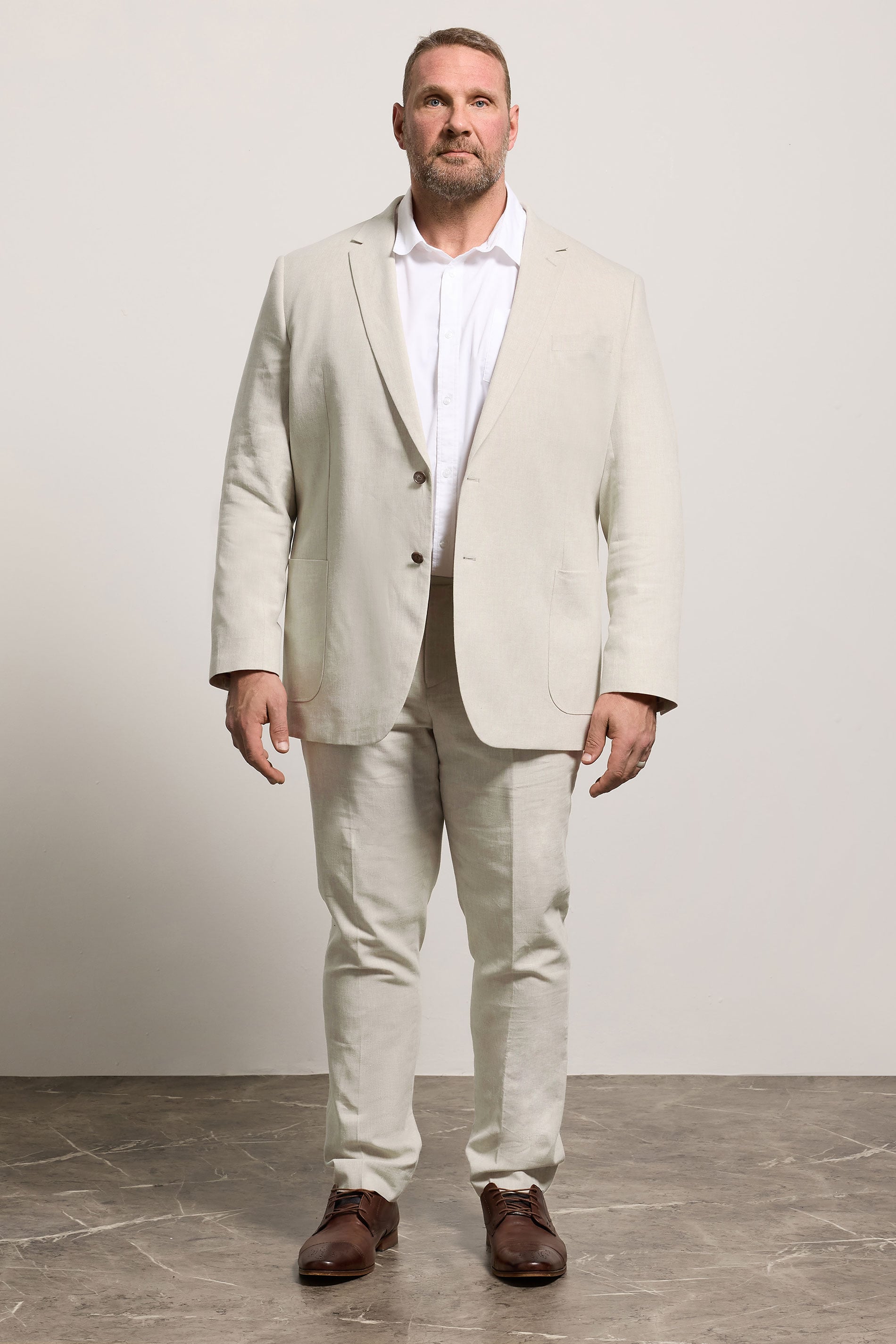 BadRhino Tailoring Big & Tall Oatmeal Brown Linen Suit Jacket | BadRhino 4