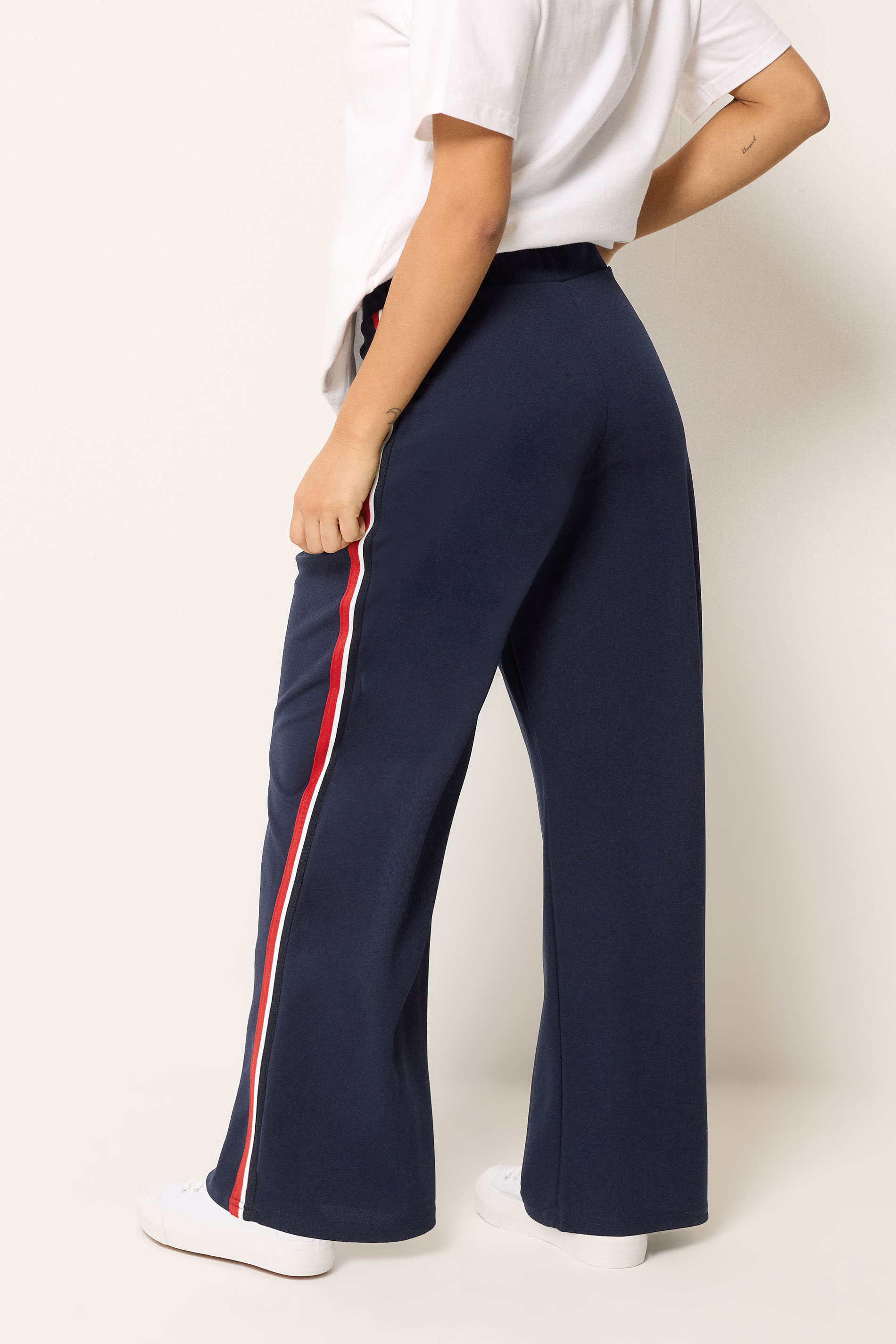 M&Co Petite Navy Blue Side Stripe Trousers | M&Co 2
