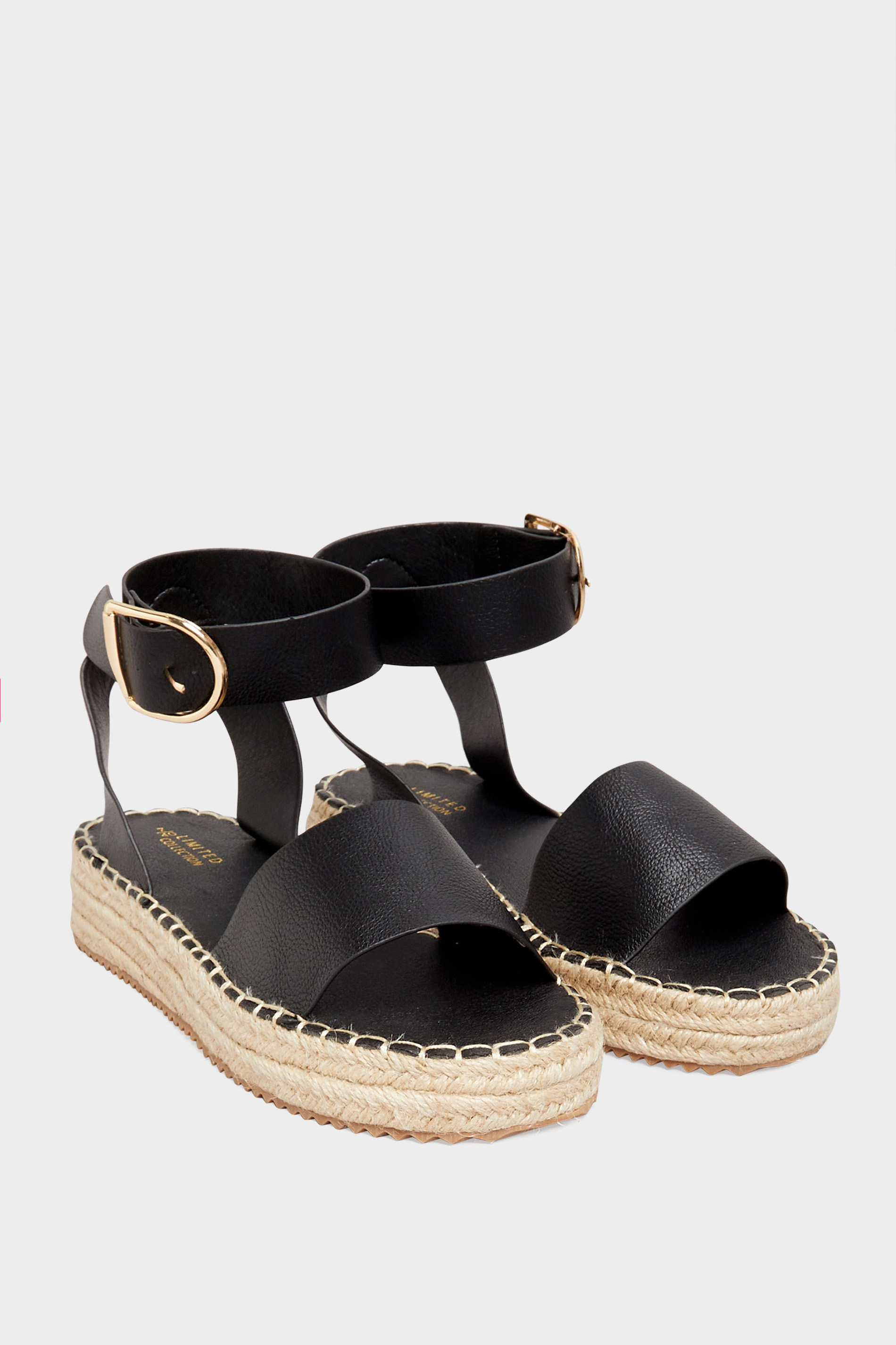 Plus Size Black Flatform Espadrilles In Wide E Fit & Extra Wide EEE Fit | Yours Clothing 2