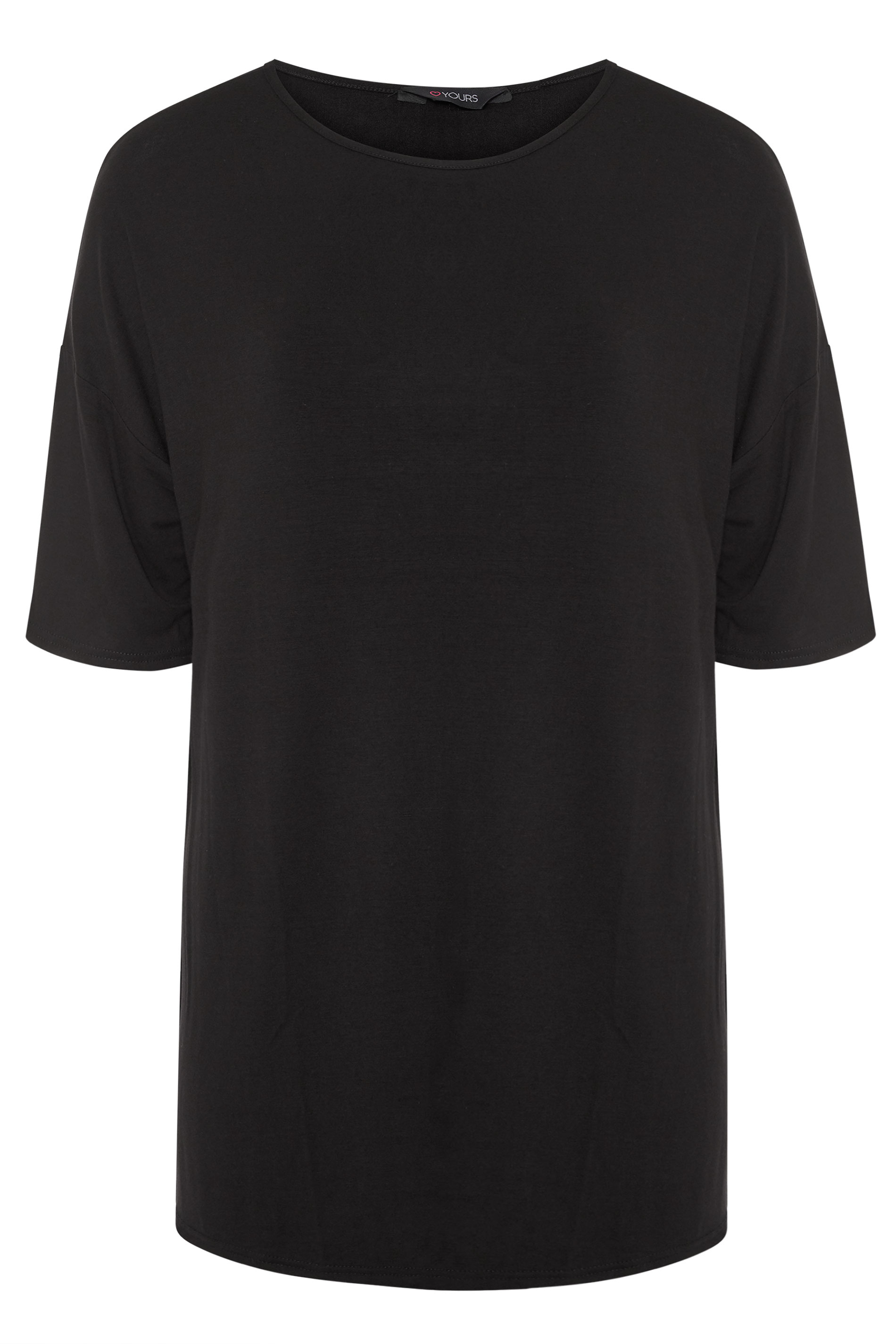 Grande taille  Tops Grande taille  Tops Casual | T-Shirt Noir Long Oversize - RJ51903