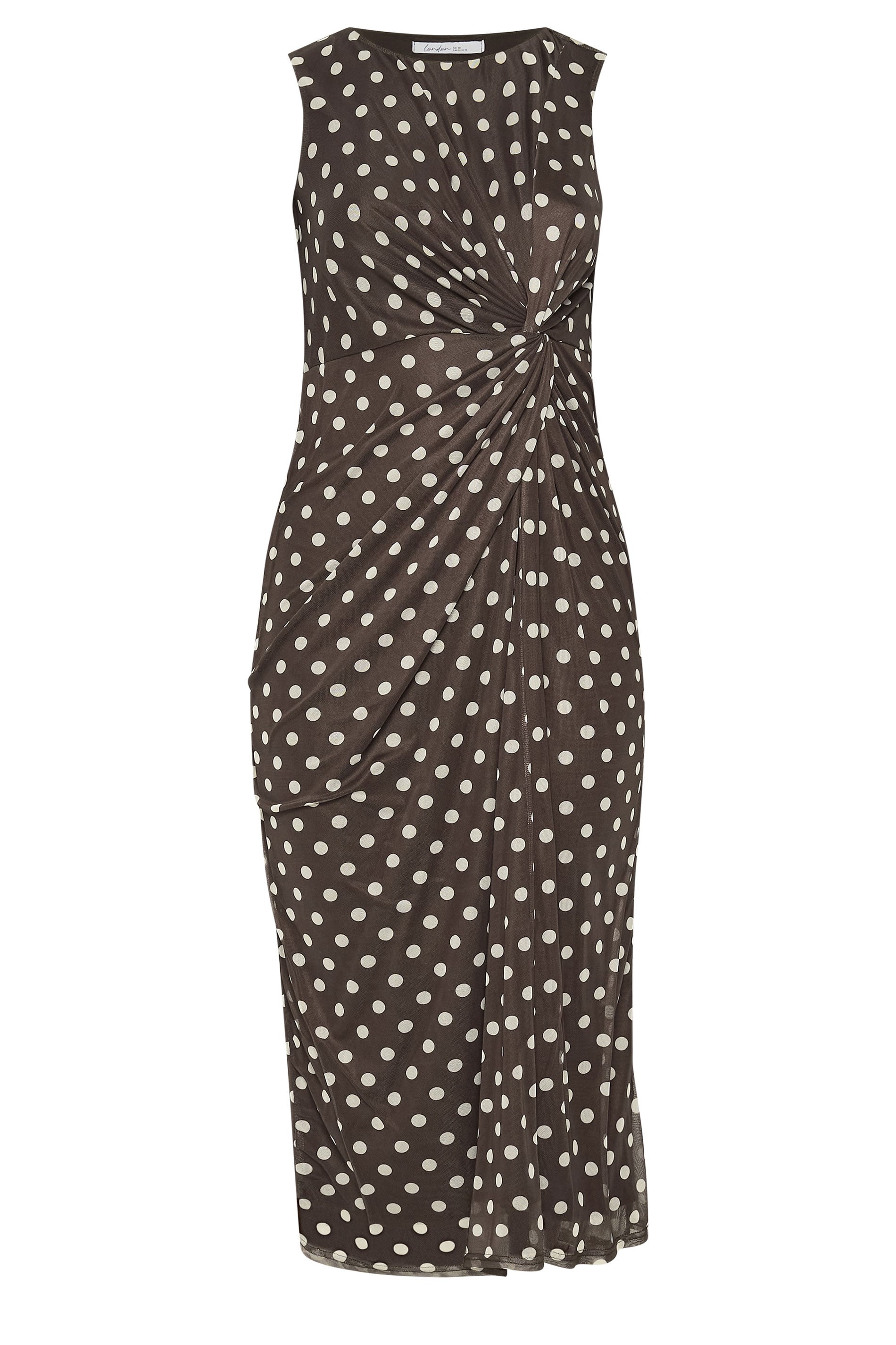 YOURS LONDON Plus Size Chocolate Brown Polka Dot Dress | Yours Clothing 5