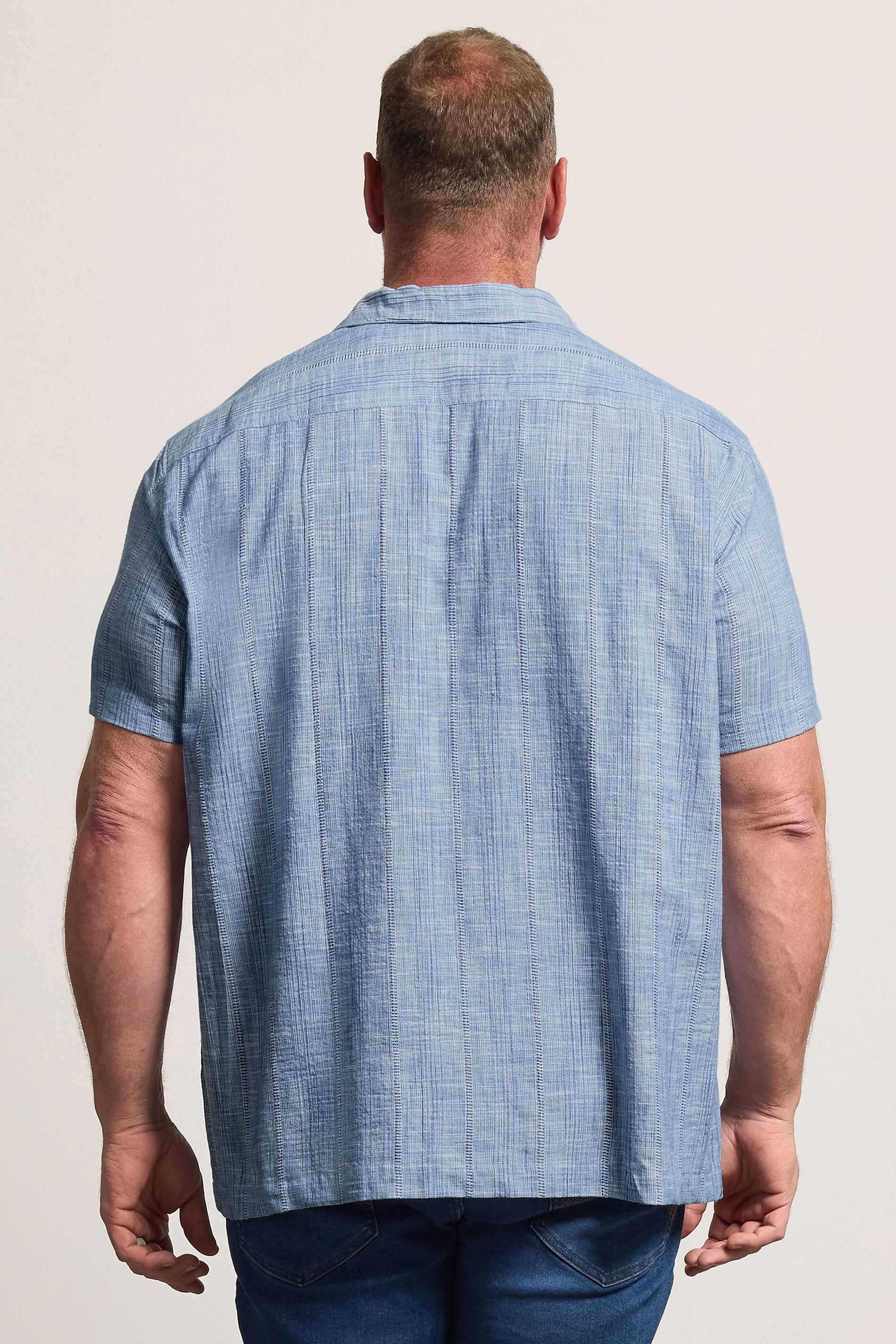 BadRhino Big & Tall Blue Textured Stripe Shirt 5