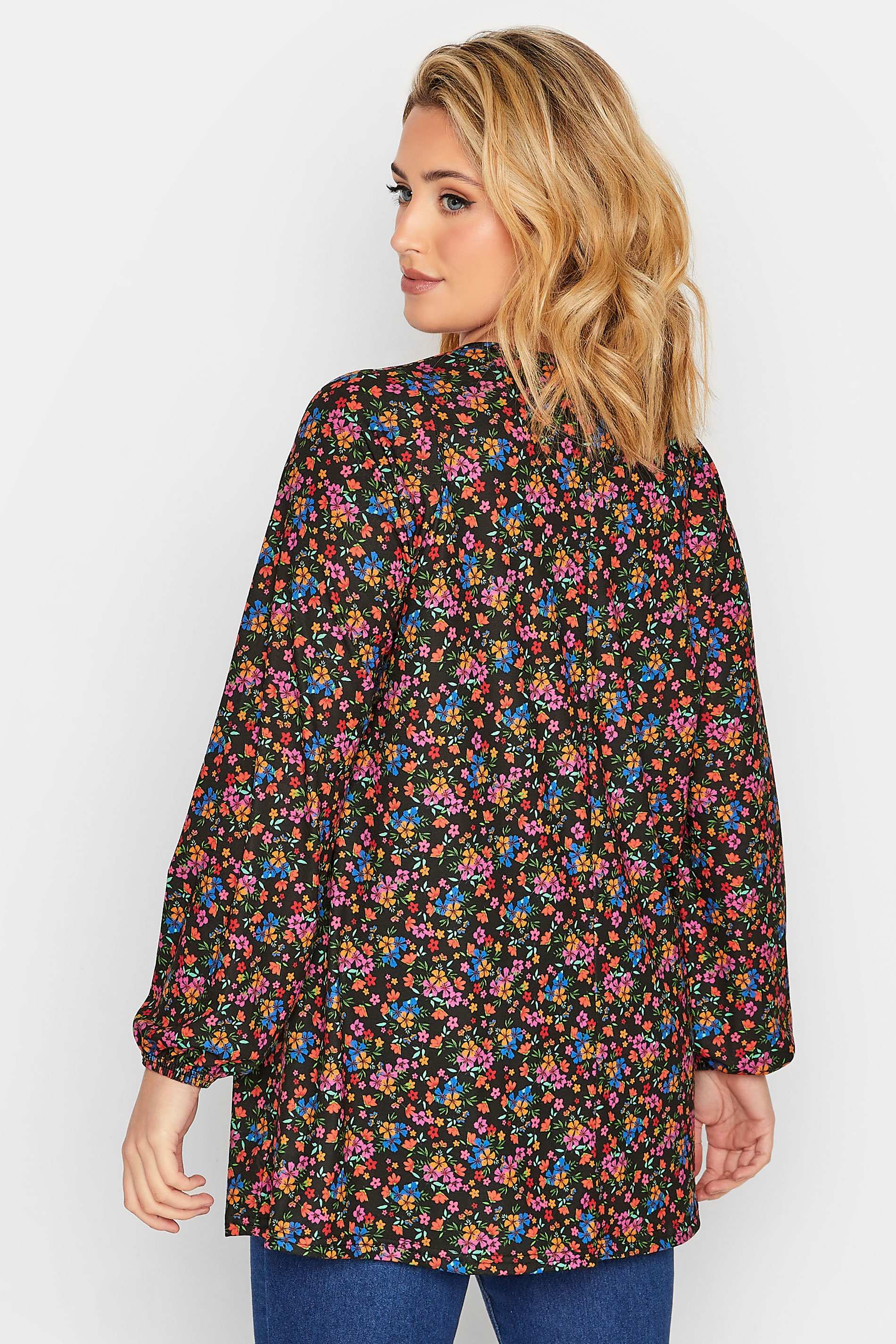 LIMITED COLLECTION Plus Size Black Floral Bust Detail Top | Yours Clothing 3