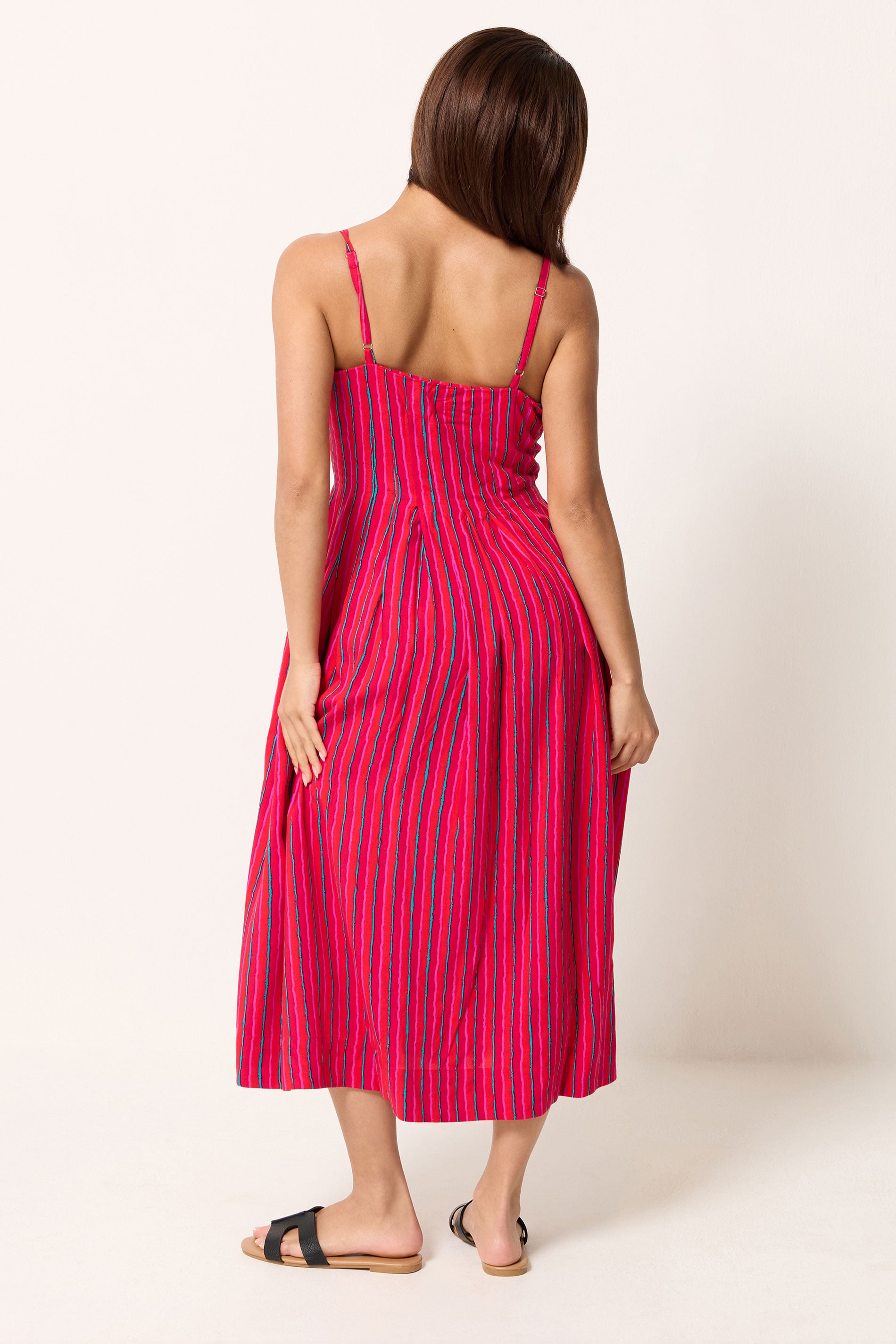 PixieGirl Petite Pink Stripe Midi Dress | PixieGirl 2